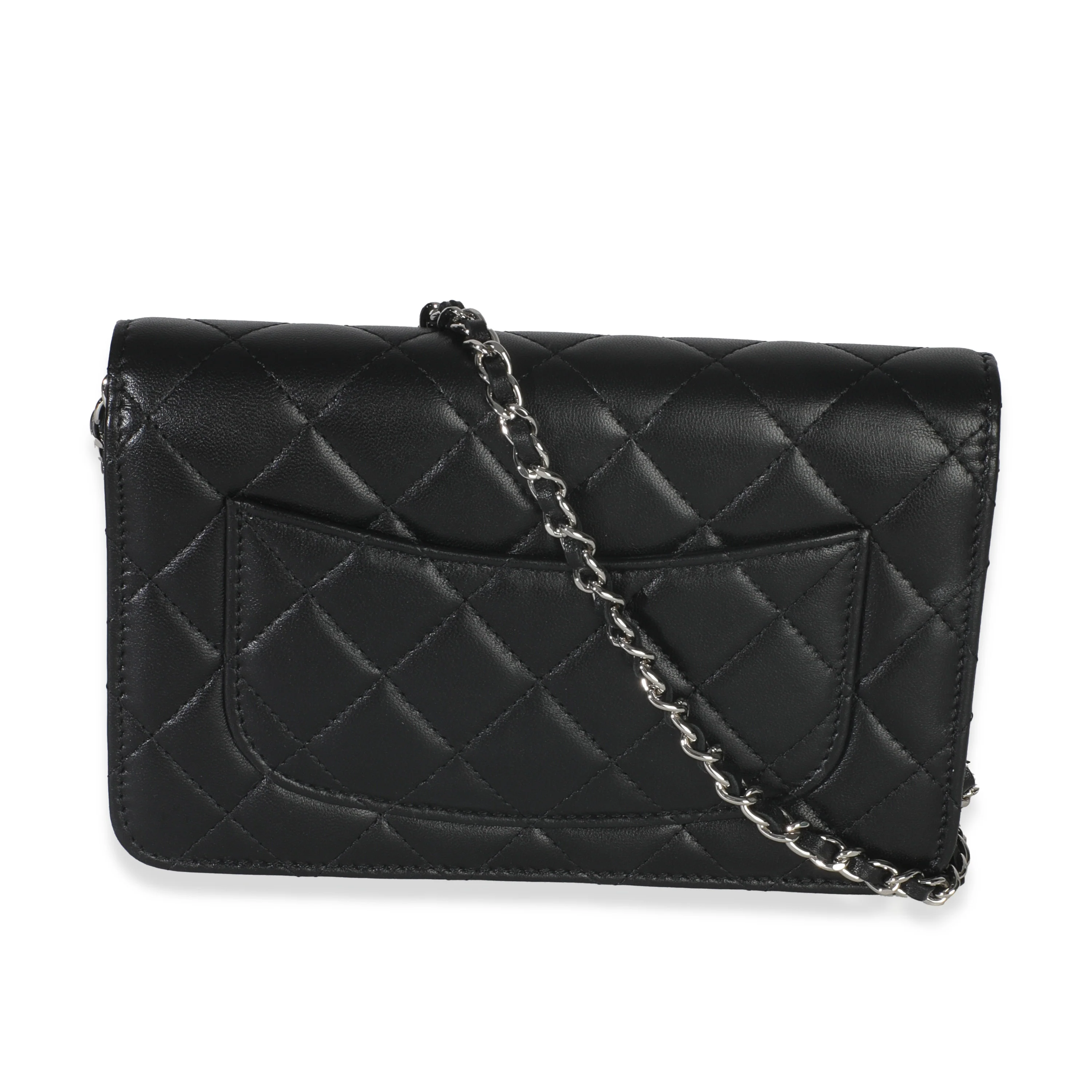 Black Quilted Lambskin Classic Wallet On Chain - Image 4