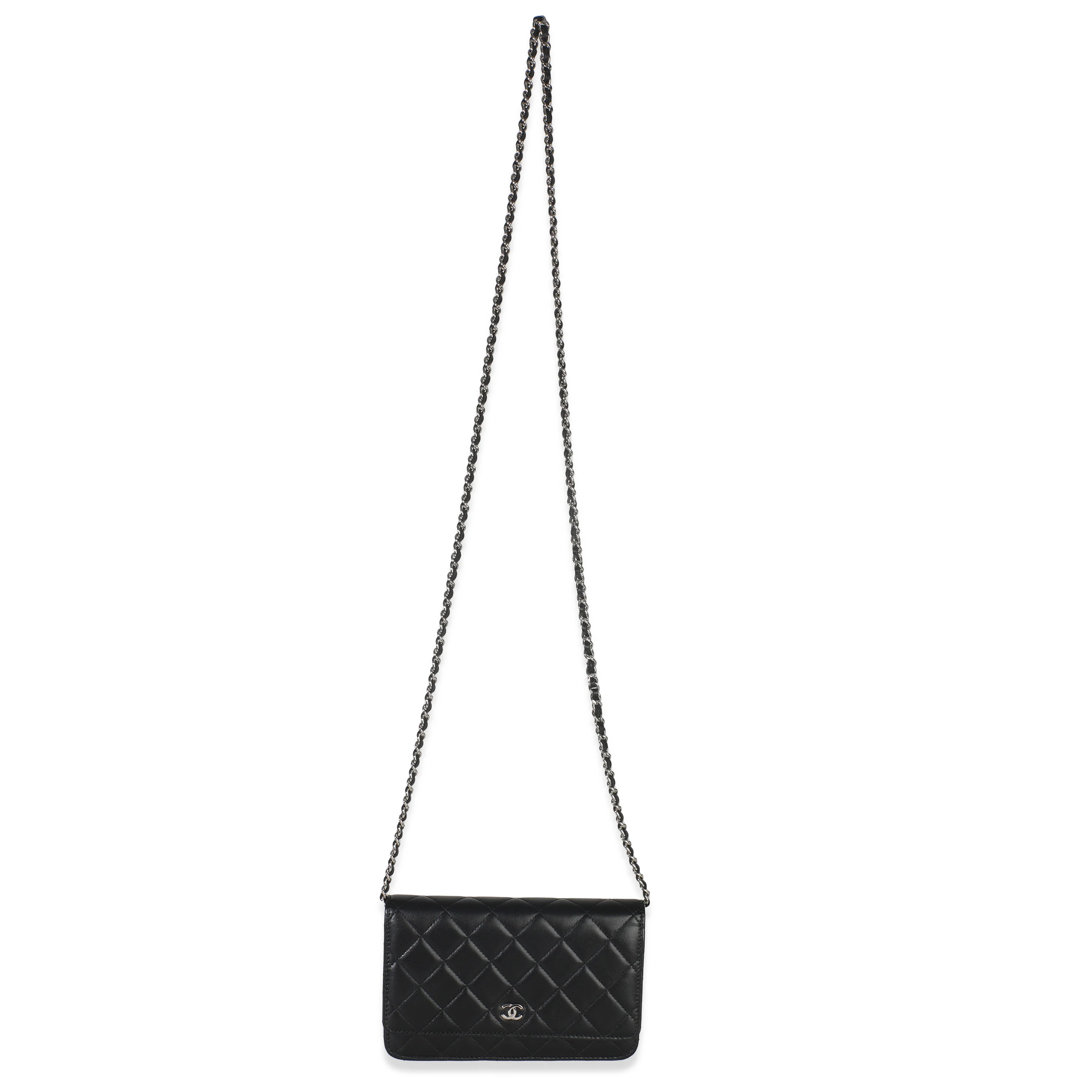 Black Quilted Lambskin Classic Wallet On Chain - Image 9