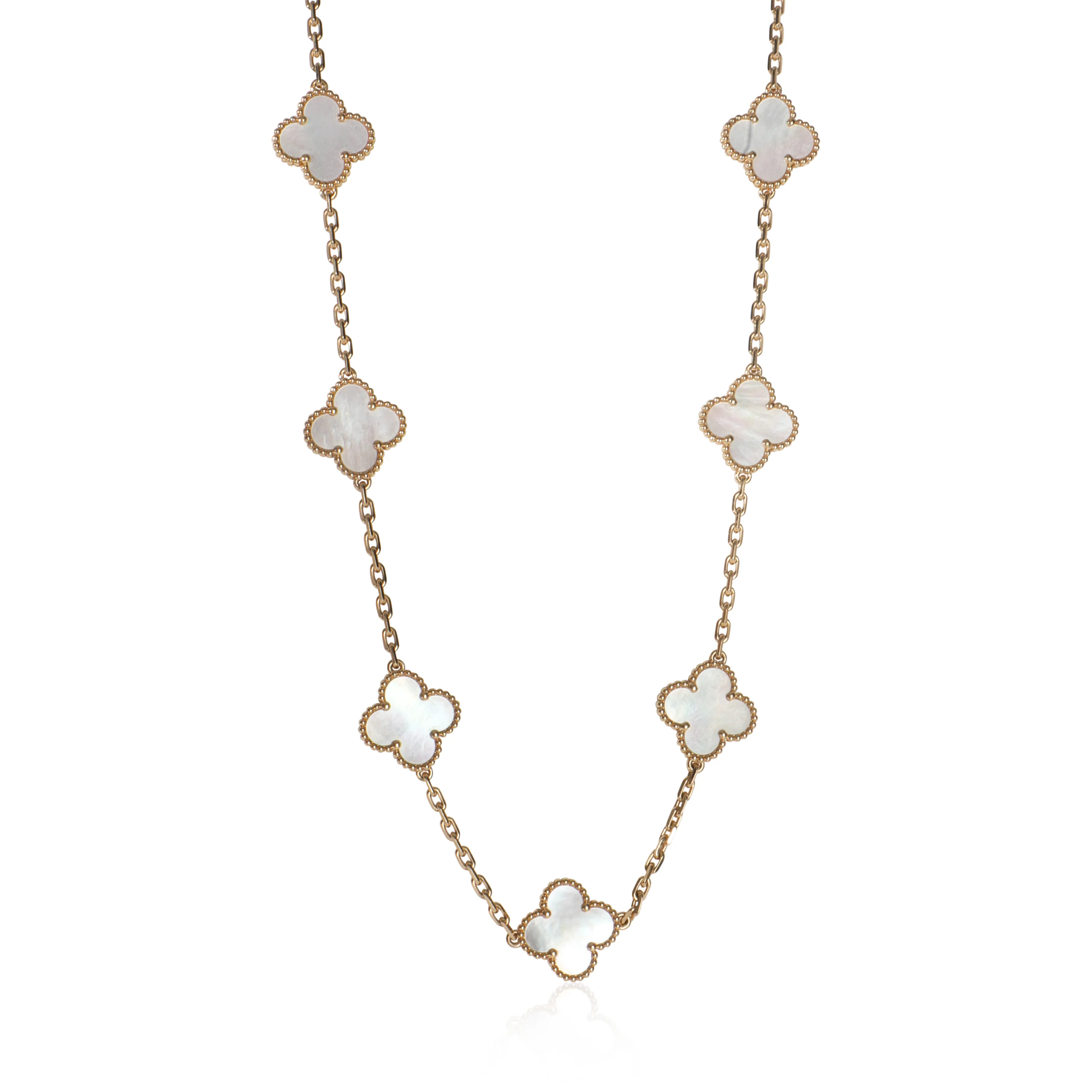 Yellow Gold Mother Of Pearl Vintage Alhambra Necklace