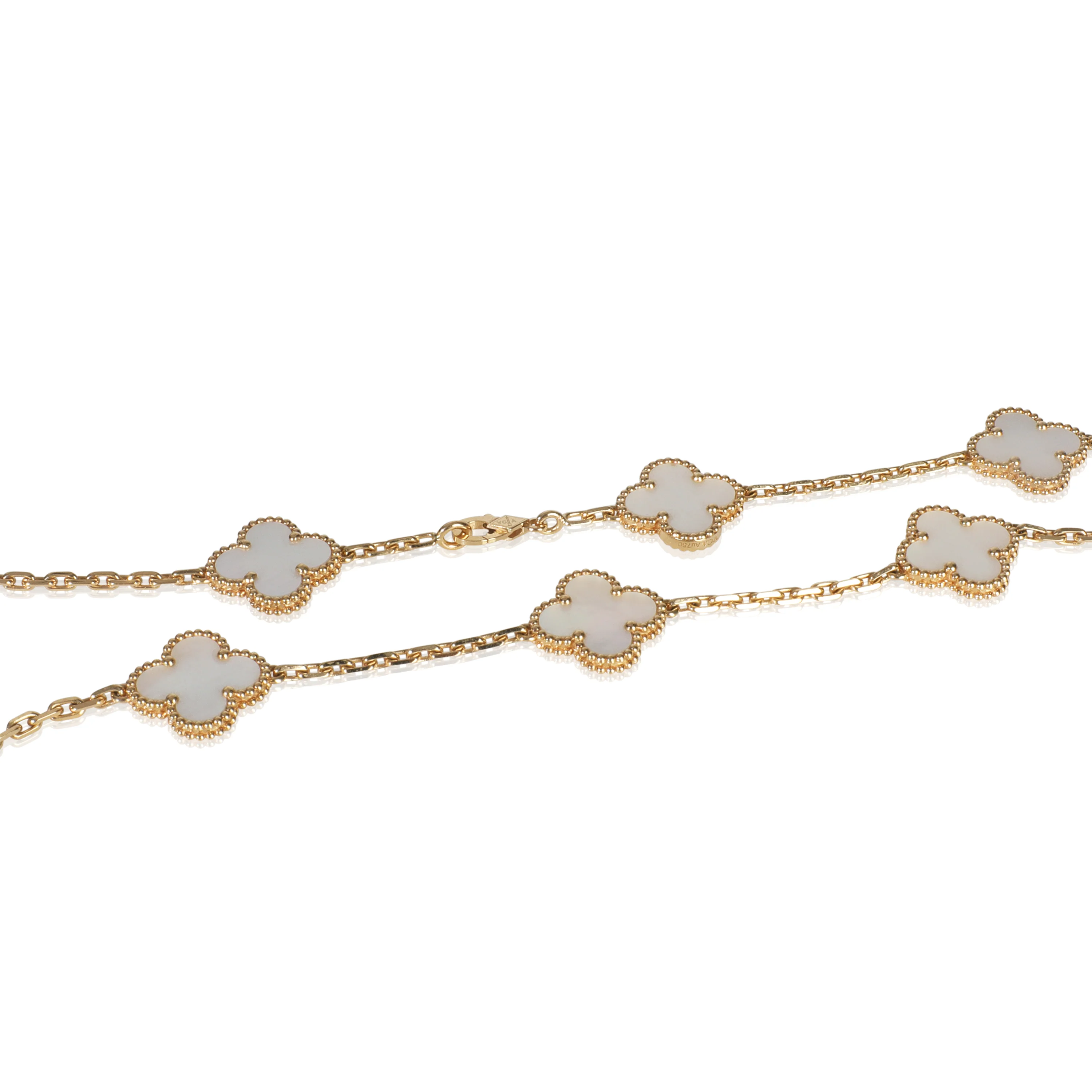 Yellow Gold Mother Of Pearl Vintage Alhambra Necklace - Image 2
