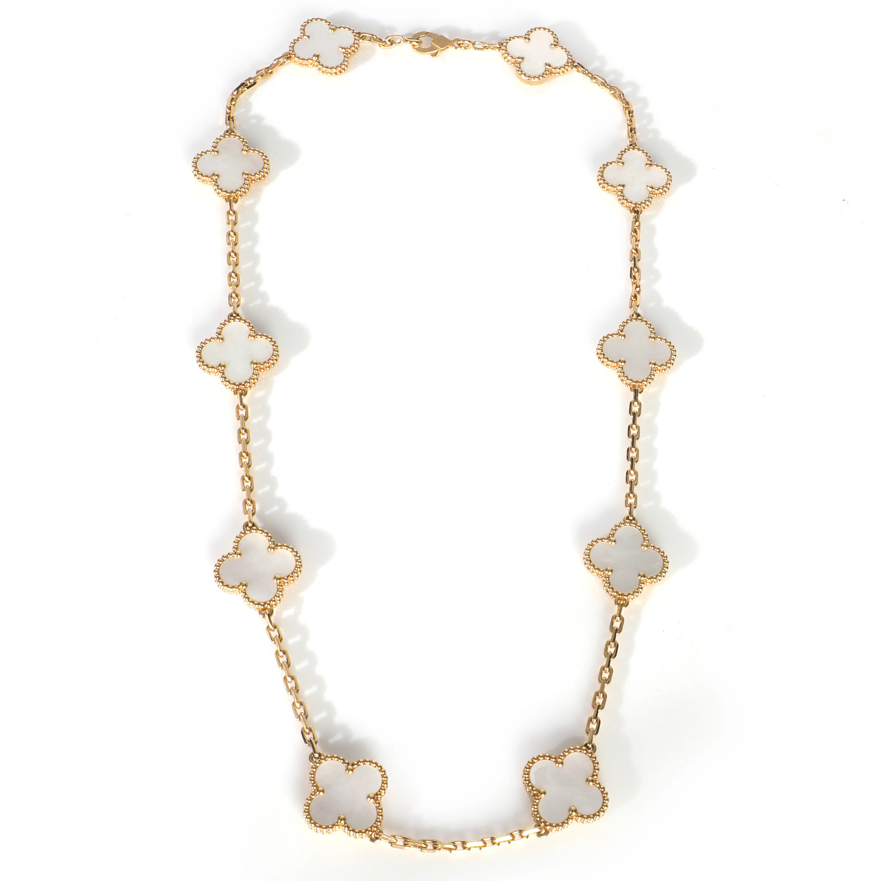 Yellow Gold Mother Of Pearl Vintage Alhambra Necklace - Image 3