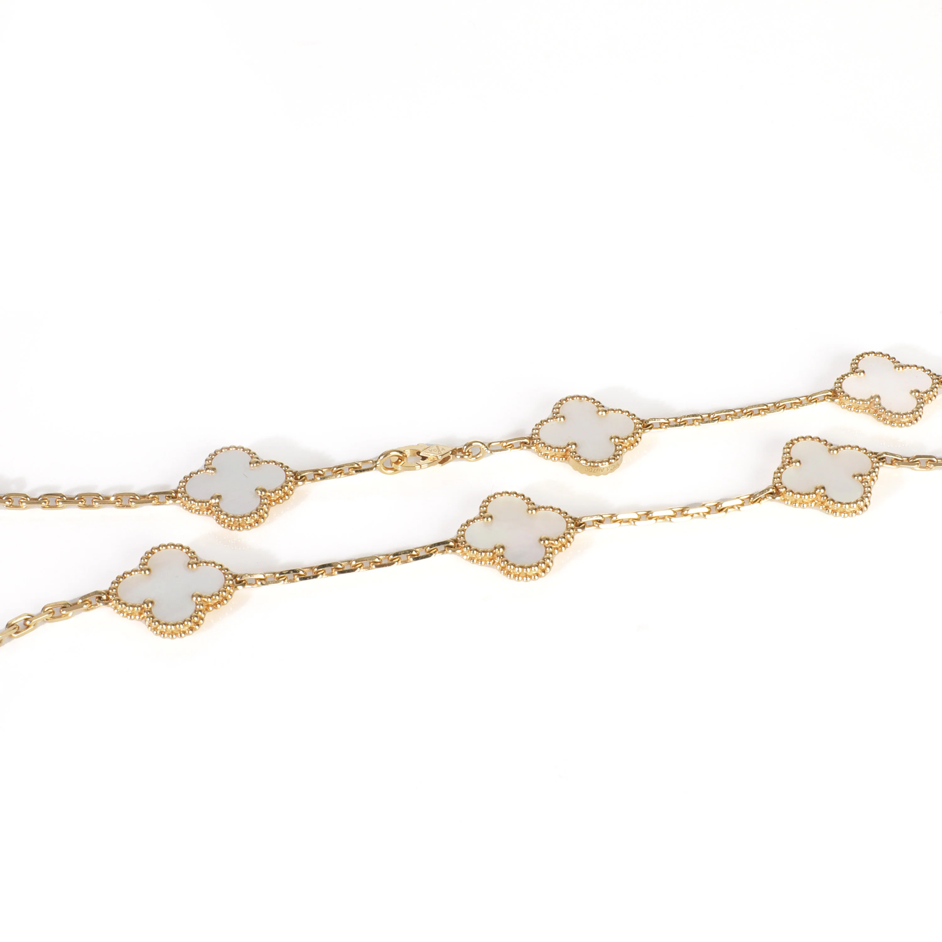 Yellow Gold Mother Of Pearl Vintage Alhambra Necklace - Image 5