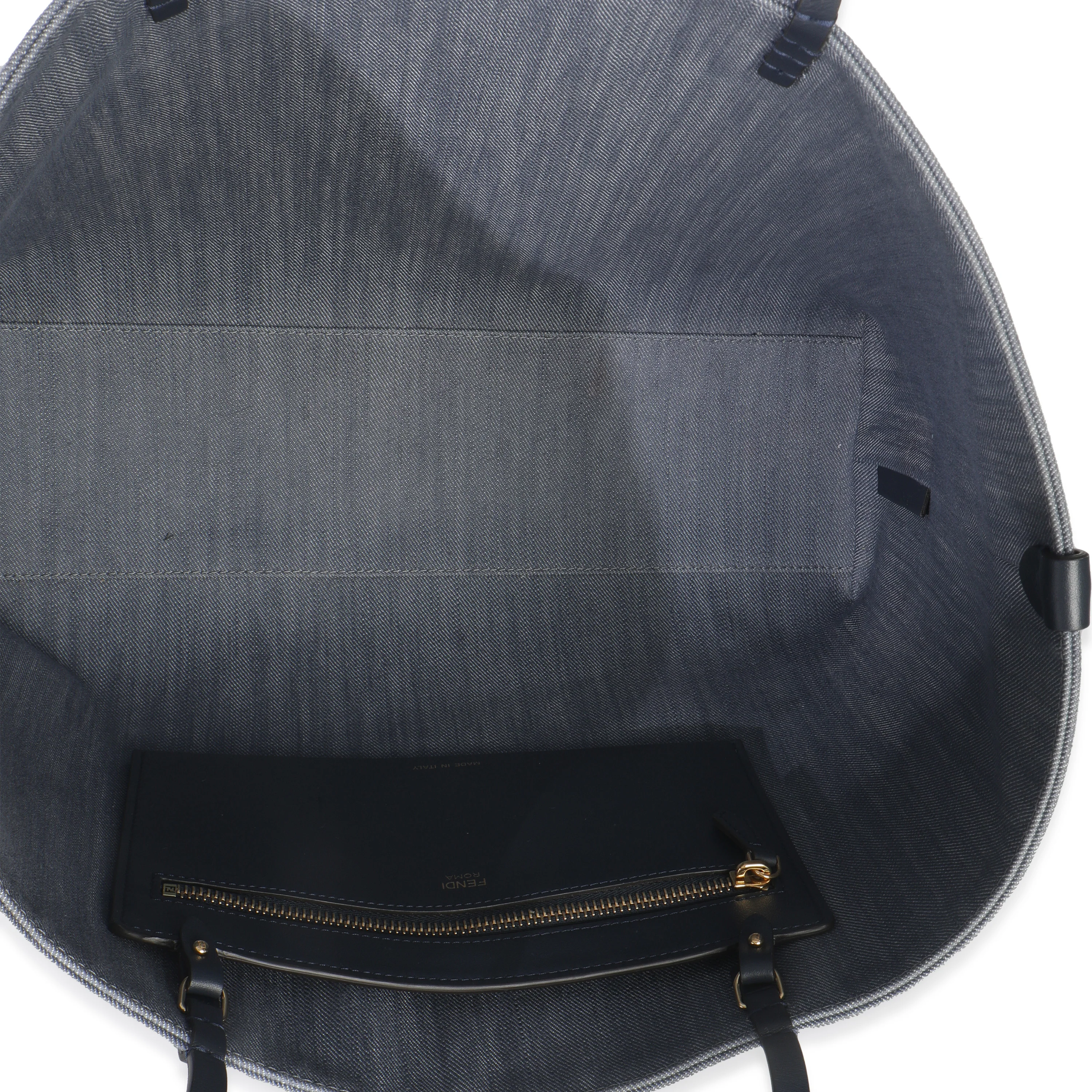 Blue FF Embroidery Canvas Large Denim Roll Tote - Image 8