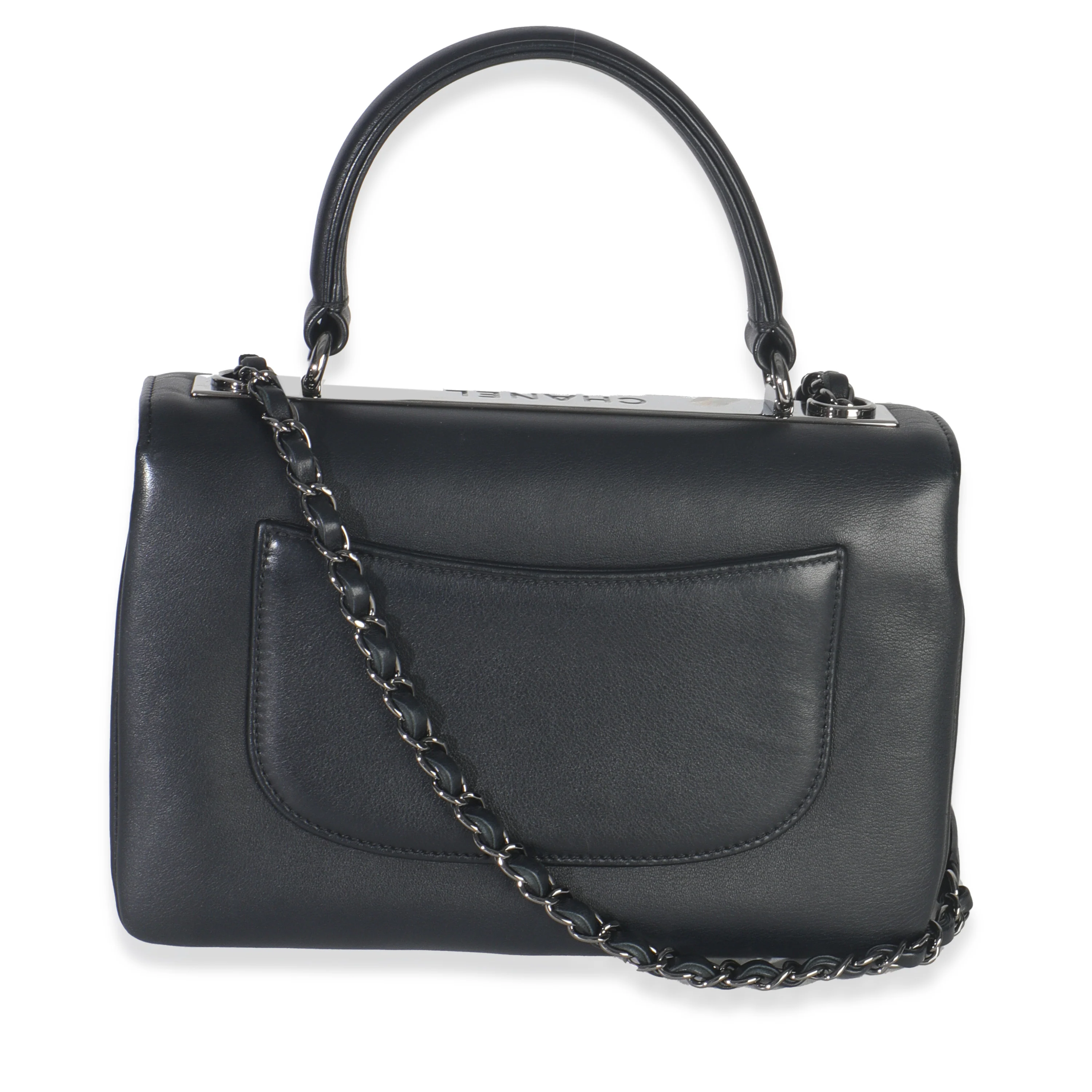 Black Calfskin Smooth Small Trendy CC Flap Bag - Image 4