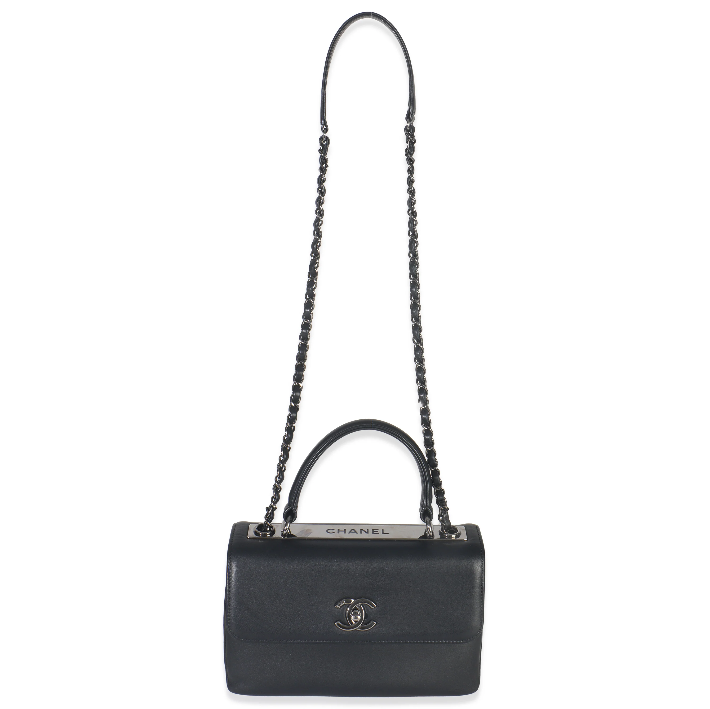 Black Calfskin Smooth Small Trendy CC Flap Bag - Image 5