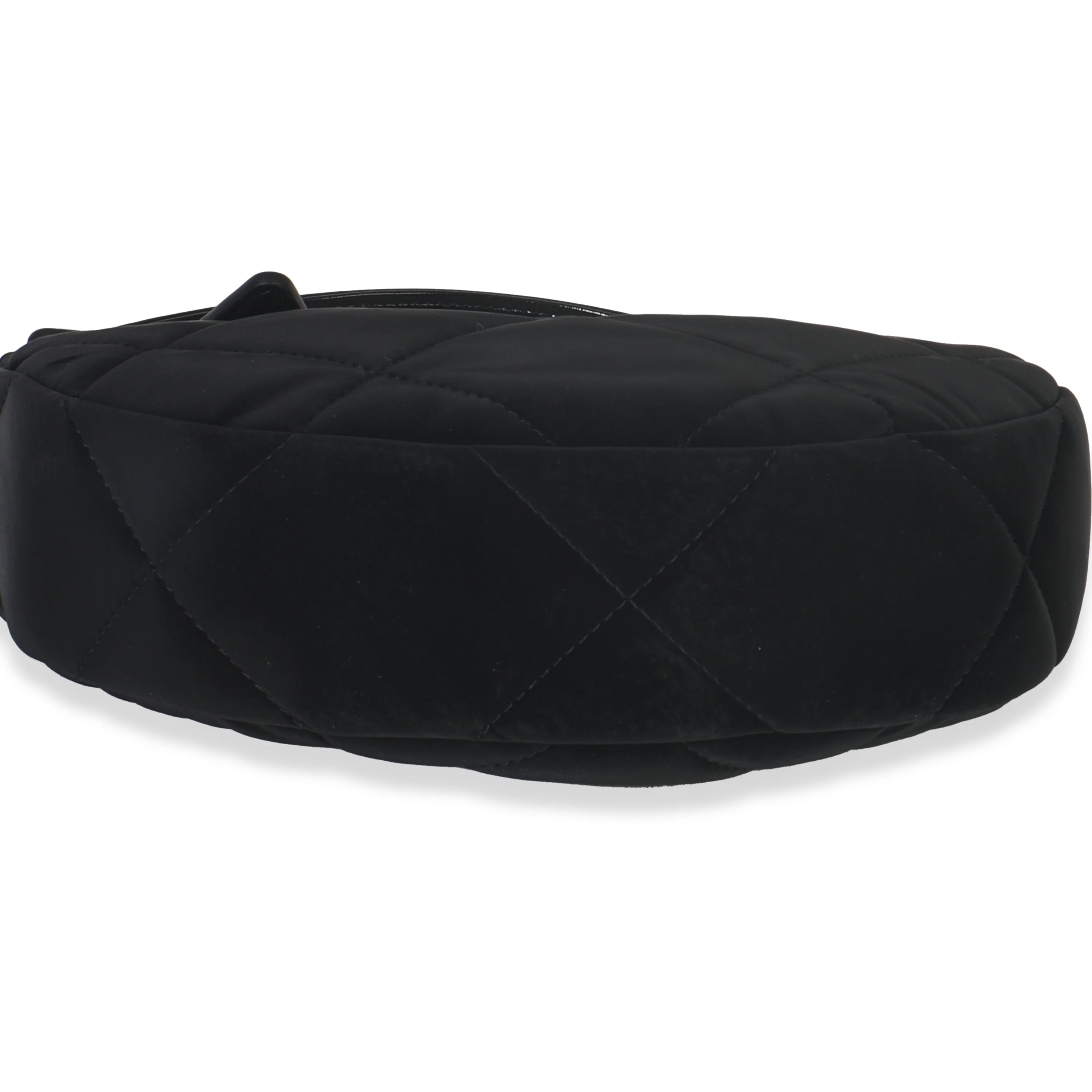 Black Velvet Effect Nylon Clutch with Chain - Image 5