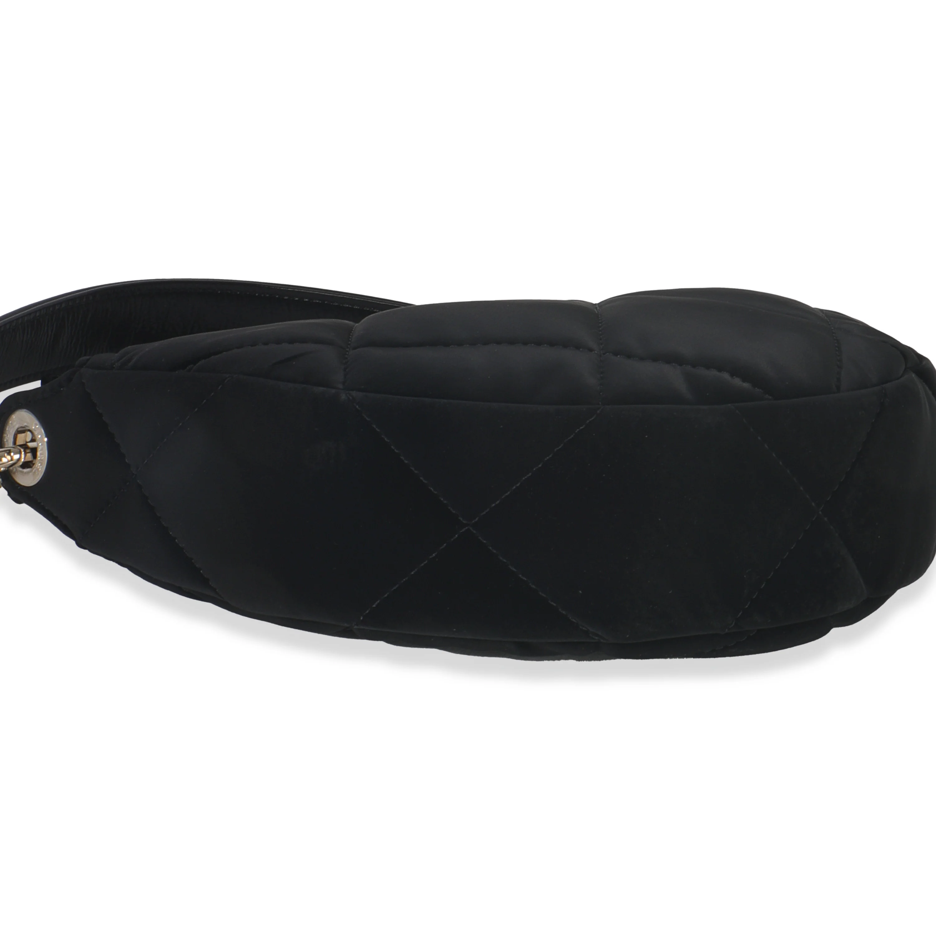 Black Velvet Effect Nylon Clutch with Chain - Image 6