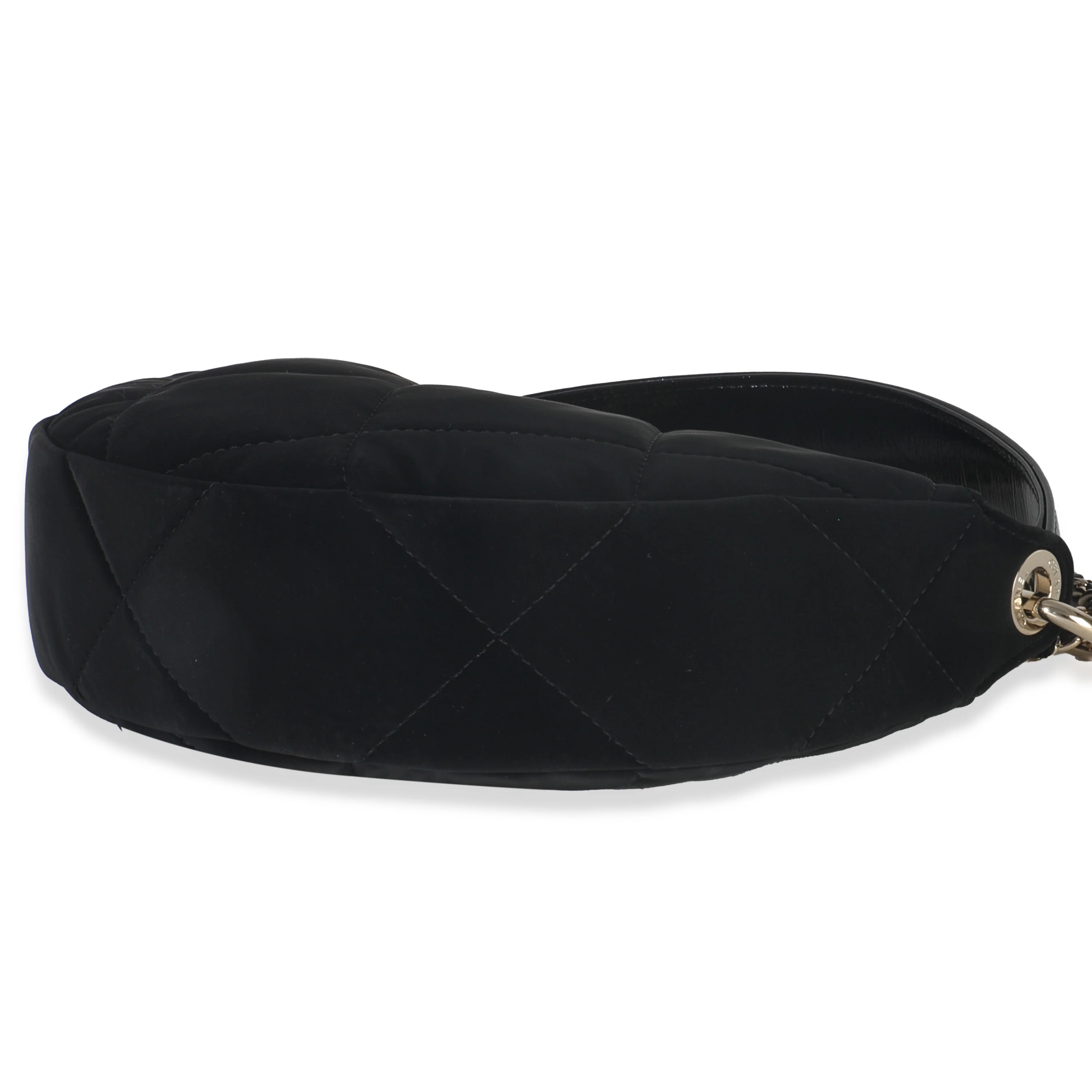 Black Velvet Effect Nylon Clutch with Chain - Image 7