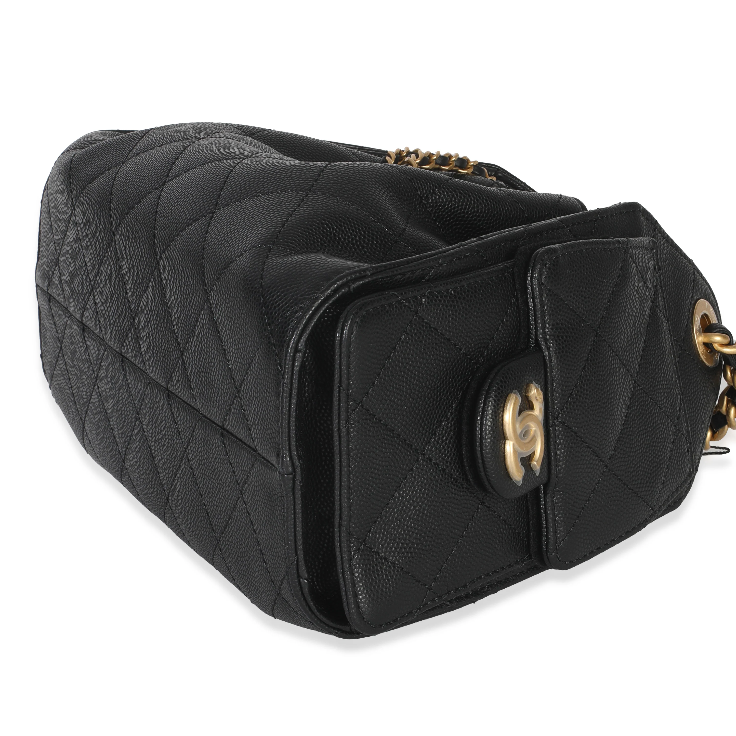 Black Quilted Caviar Mini Chanel 25 Hobo Handbag - Image 6