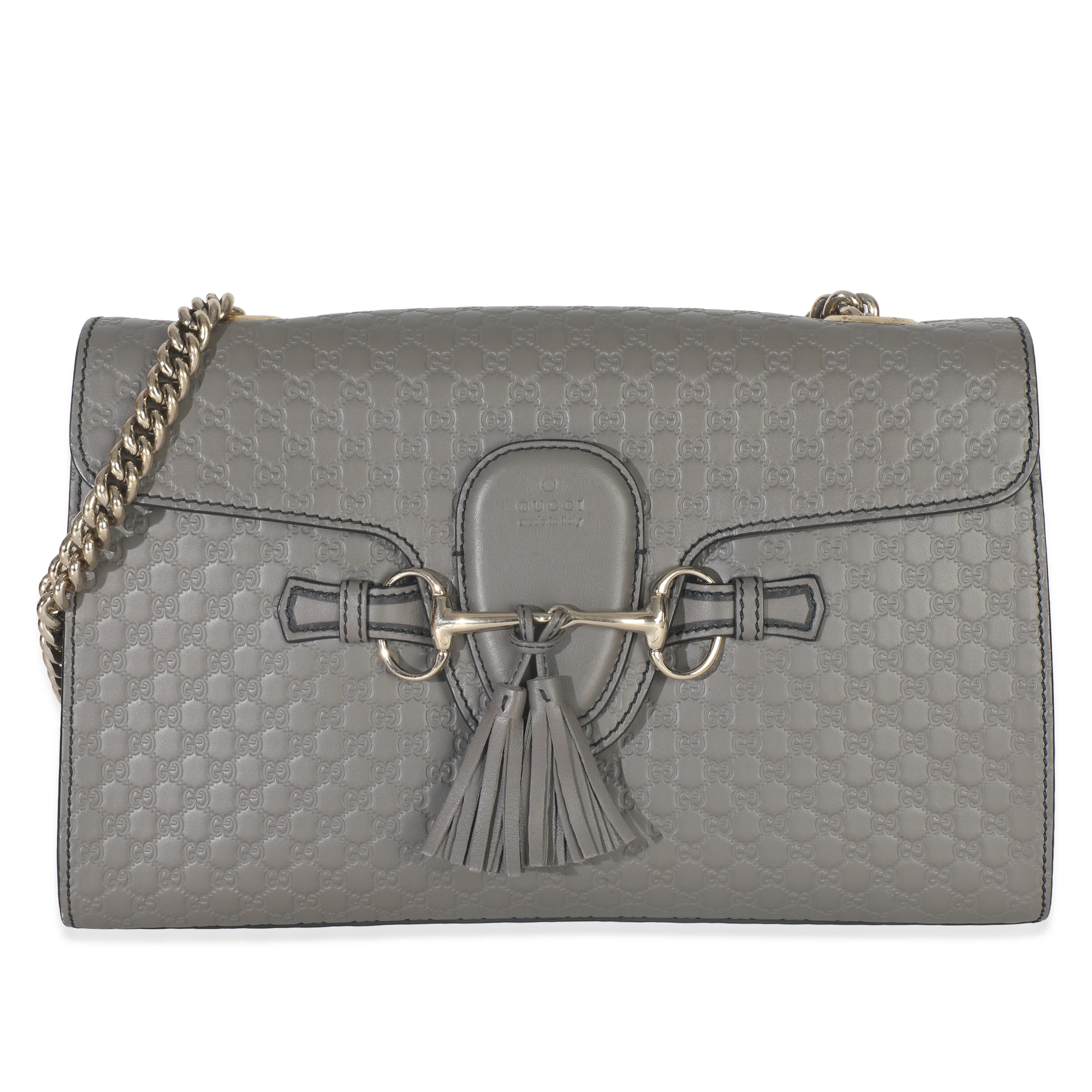 Grey Guccissima Leather Medium Chain Shoulder Bag