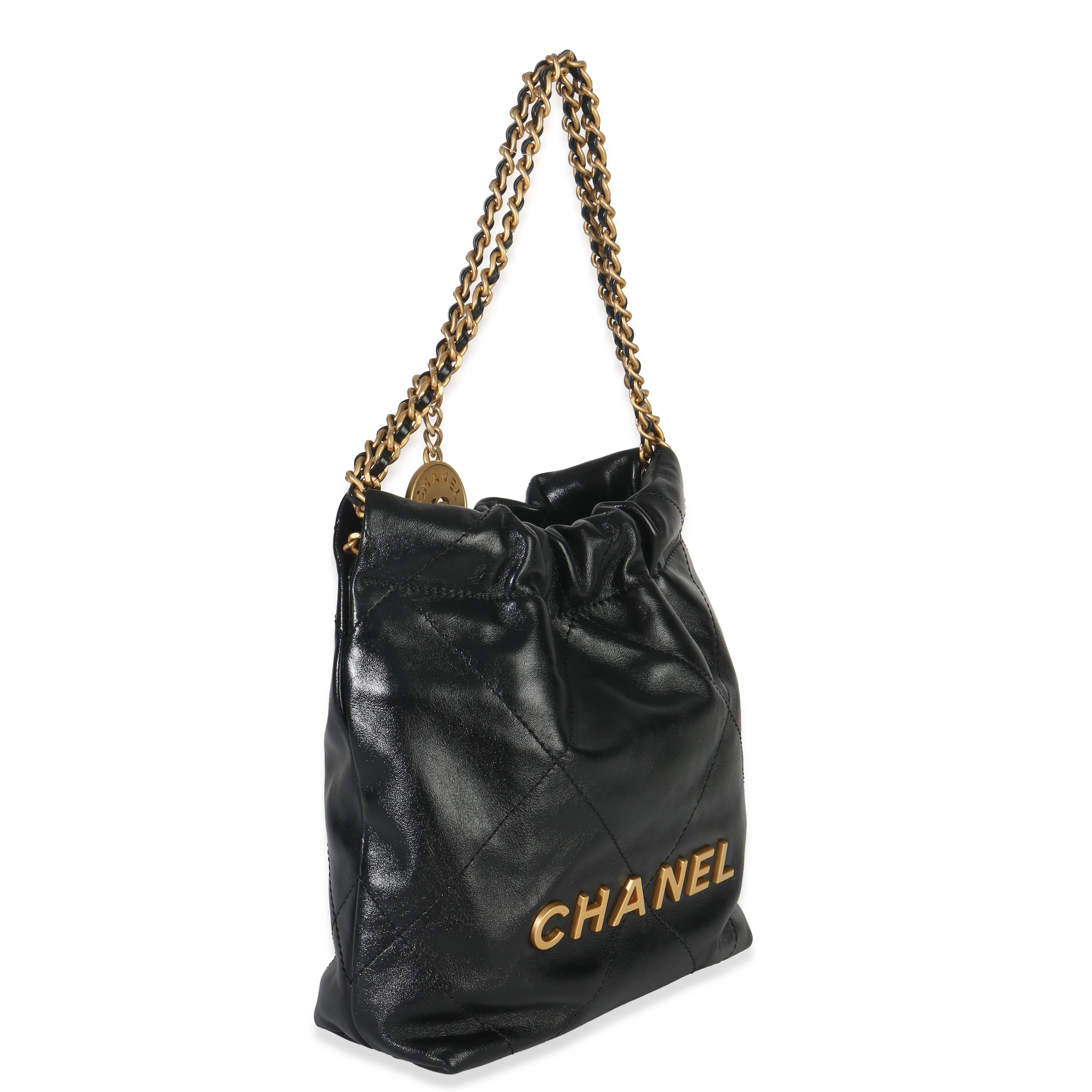 Black Quilted Calfskin Mini Chanel 22 Hobo - Image 3