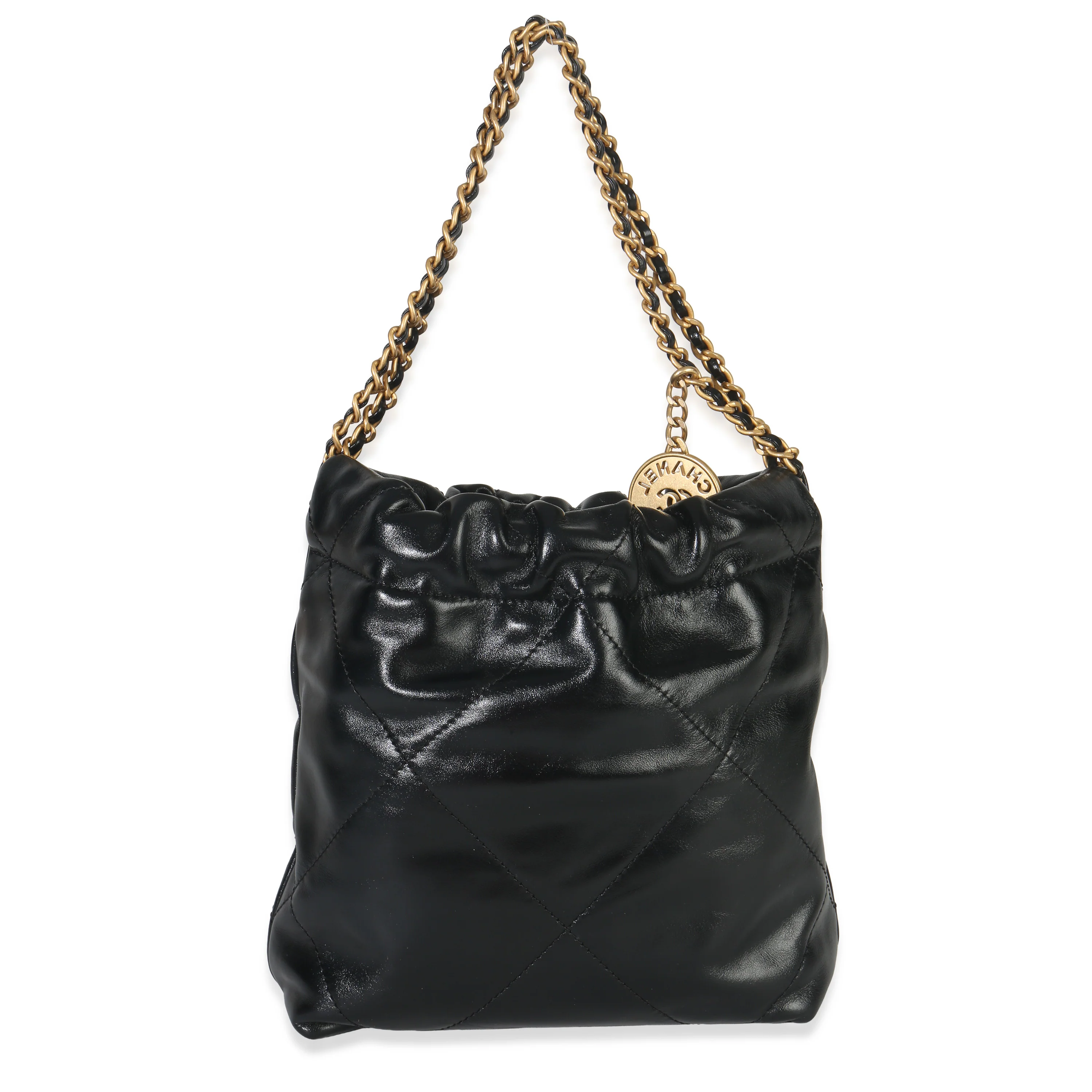 Black Quilted Calfskin Mini Chanel 22 Hobo - Image 4