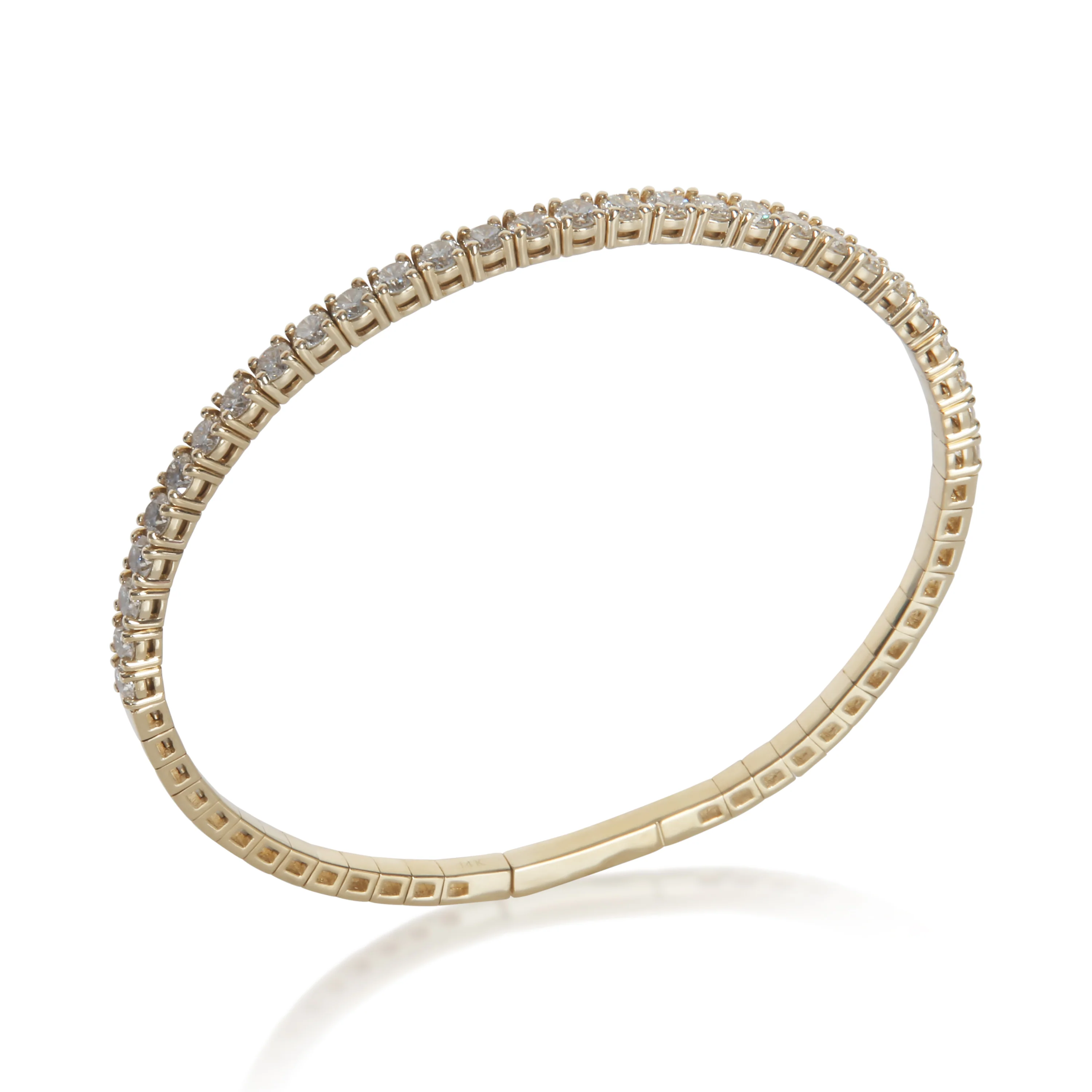 Yellow Gold Diamond Flexible Bangle Bracelet - Image 5