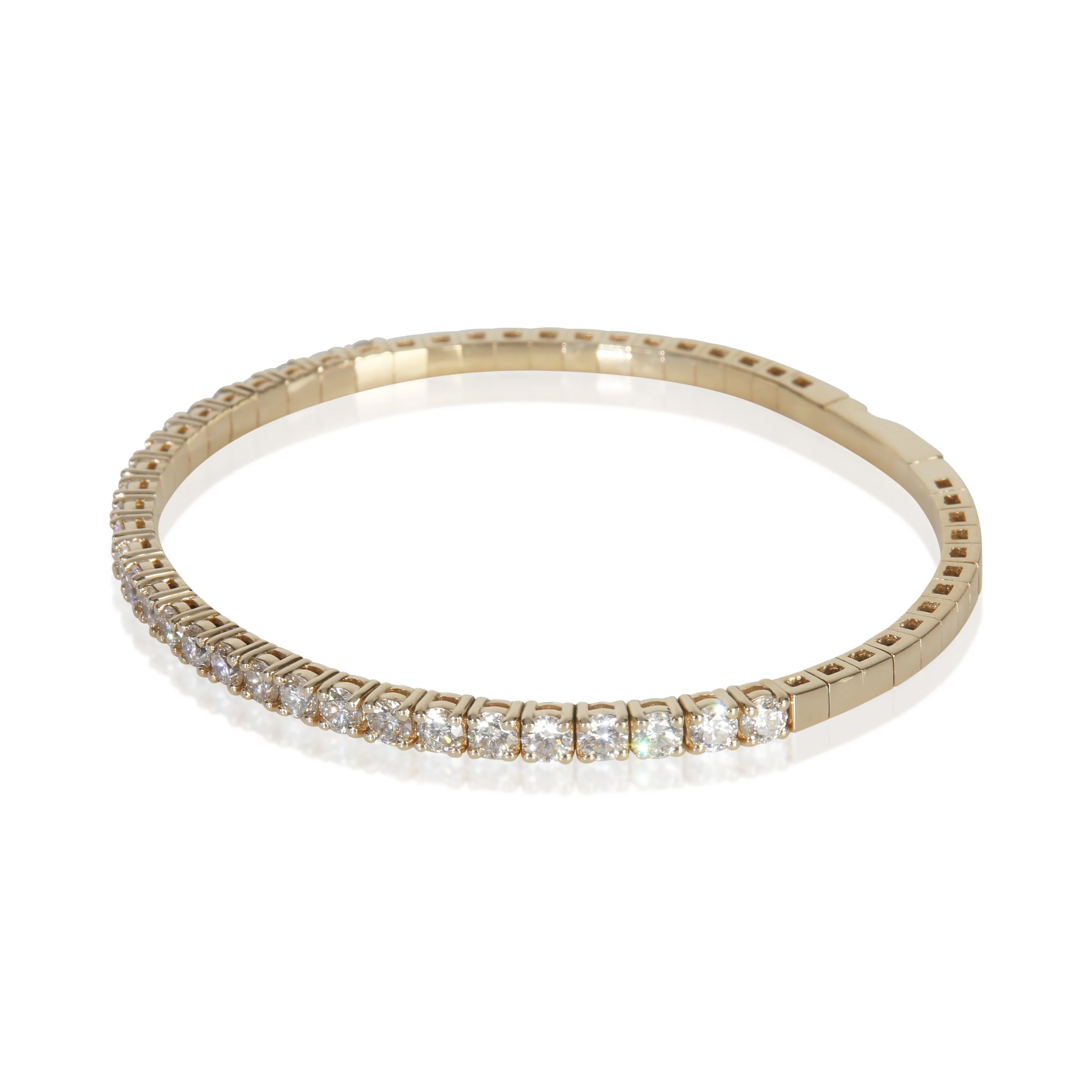 Yellow Gold Diamond Flexible Bangle Bracelet - Image 2