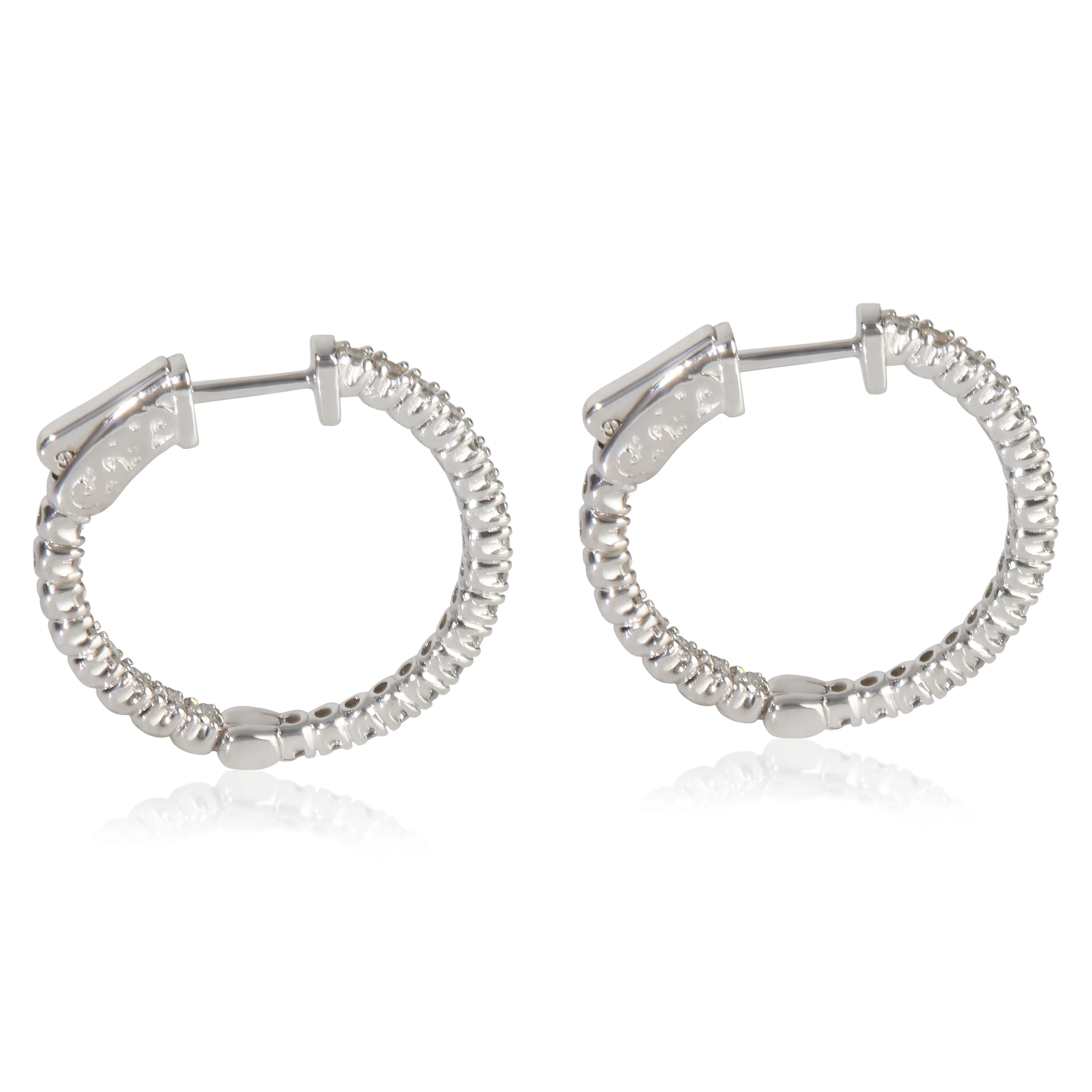White Gold Diamond In & Out Hoop Earrings - Image 3