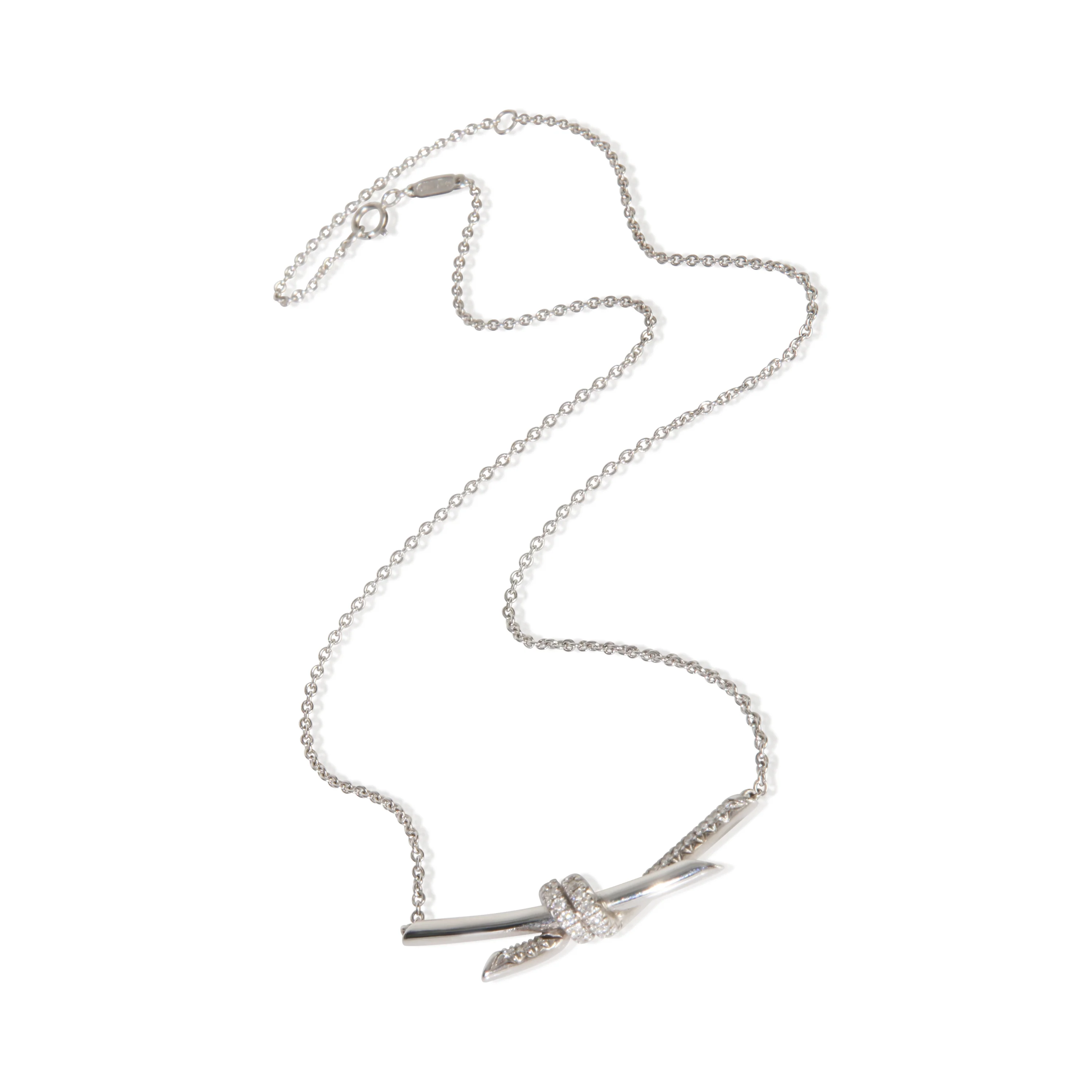 White Gold Diamond Knot Pendant - Image 3
