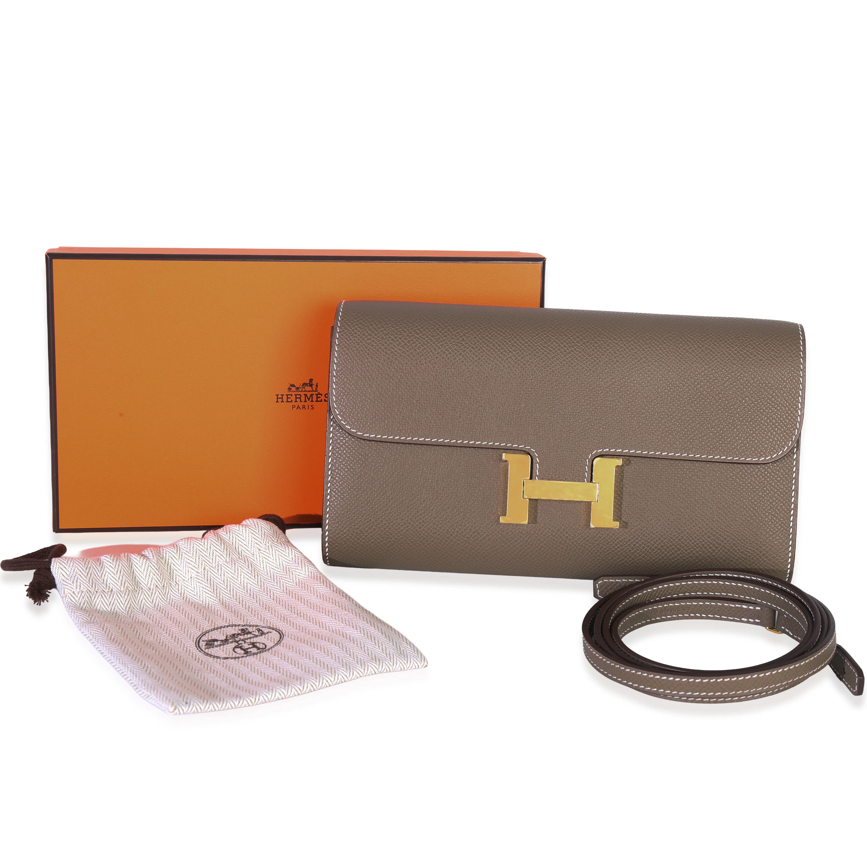 Etoupe Epsom Constance Long Wallet To Go GHW - Image 9