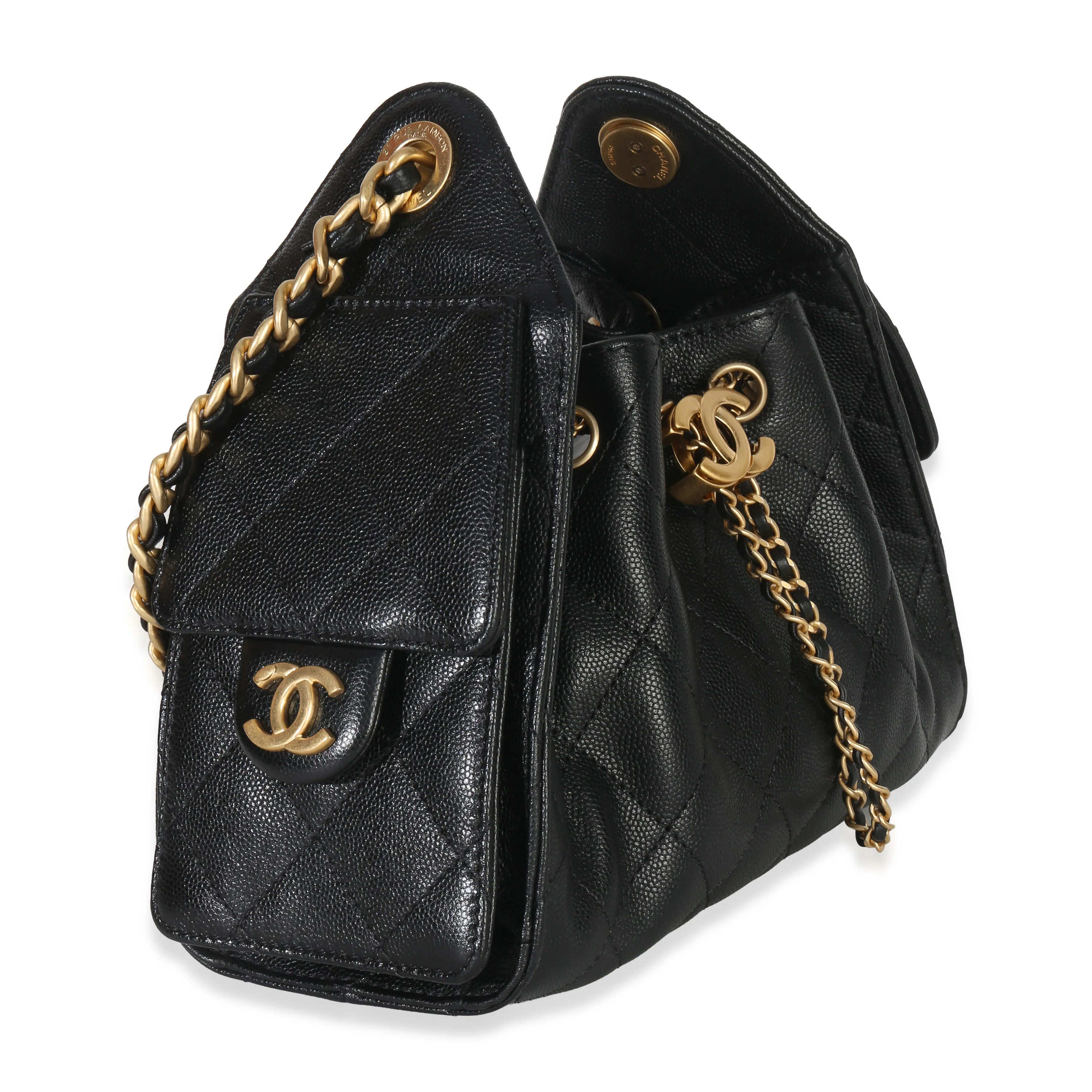 26P Black Quilted Caviar Mini Chanel 25 Hobo Handbag - Image 3