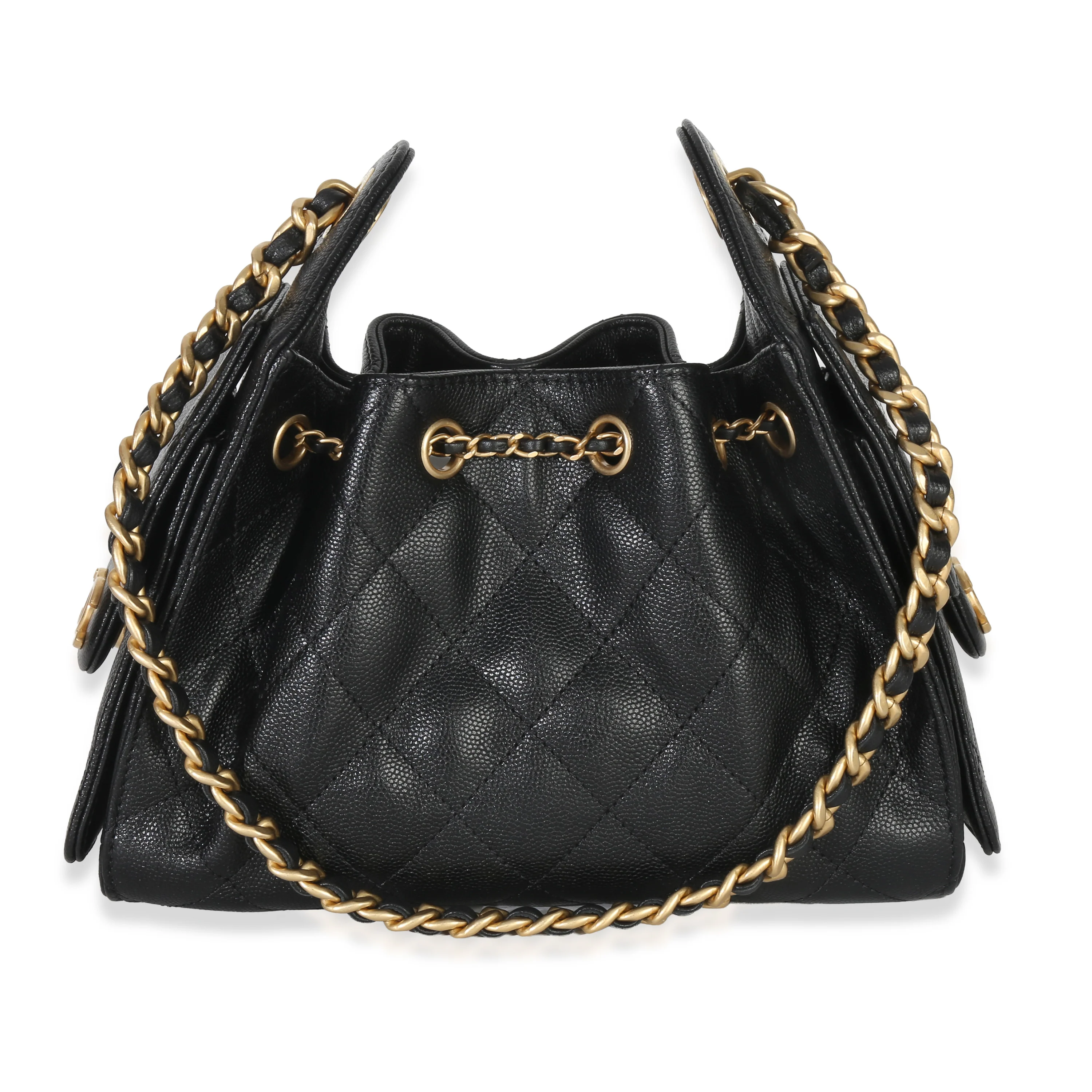 26P Black Quilted Caviar Mini Chanel 25 Hobo Handbag - Image 4