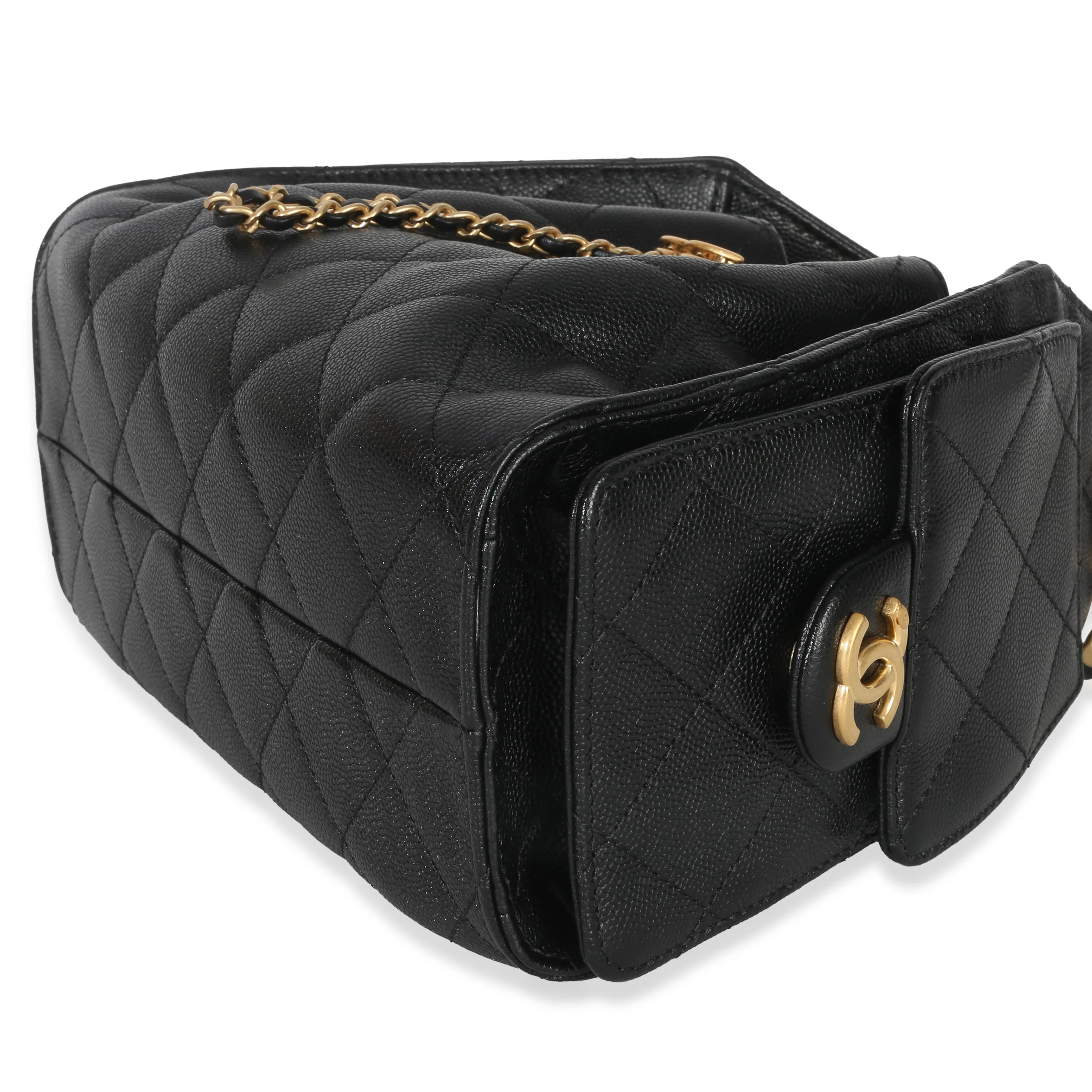 26P Black Quilted Caviar Mini Chanel 25 Hobo Handbag - Image 6