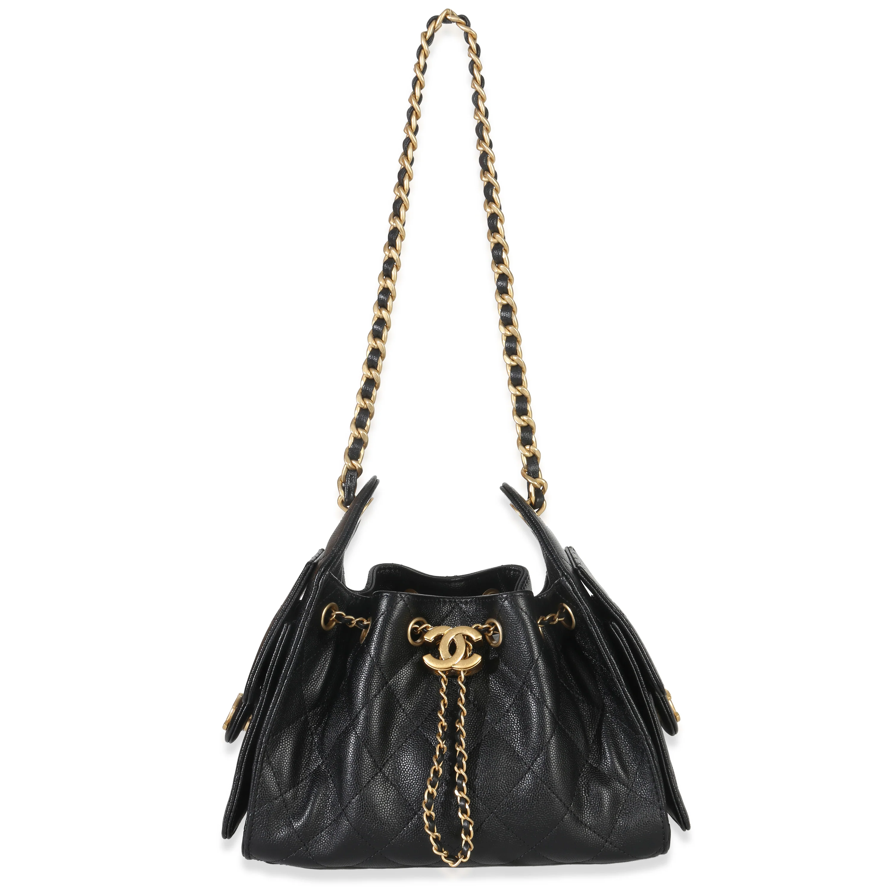 26P Black Quilted Caviar Mini Chanel 25 Hobo Handbag - Image 7