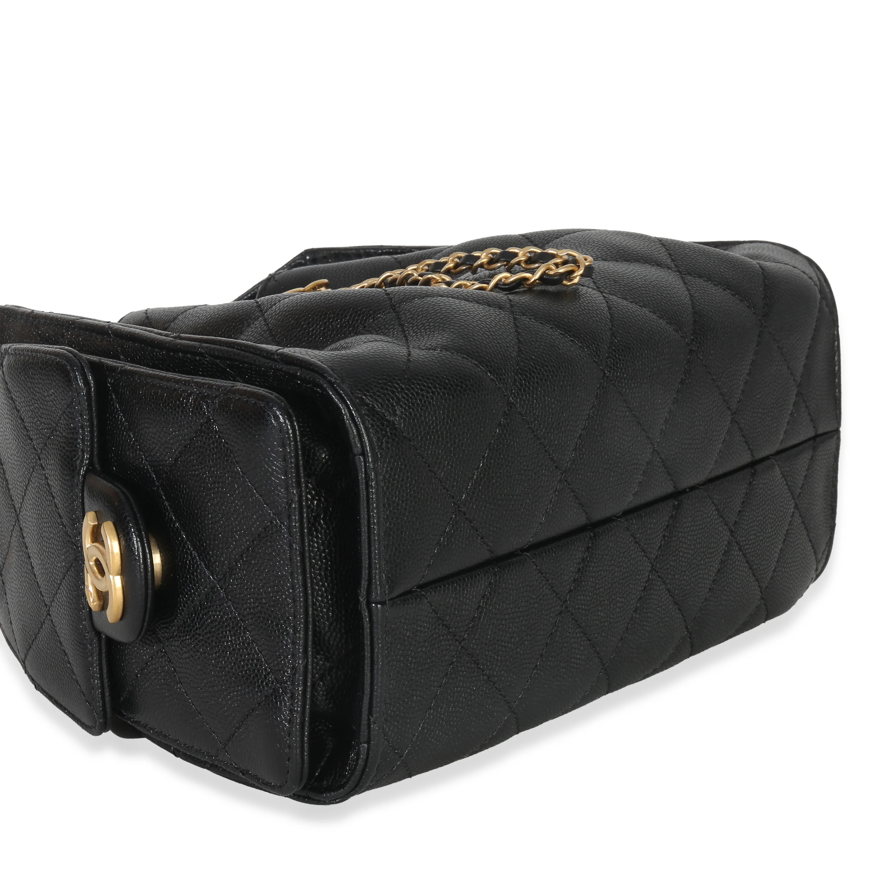 26P Black Quilted Caviar Mini Chanel 25 Hobo Handbag - Image 8