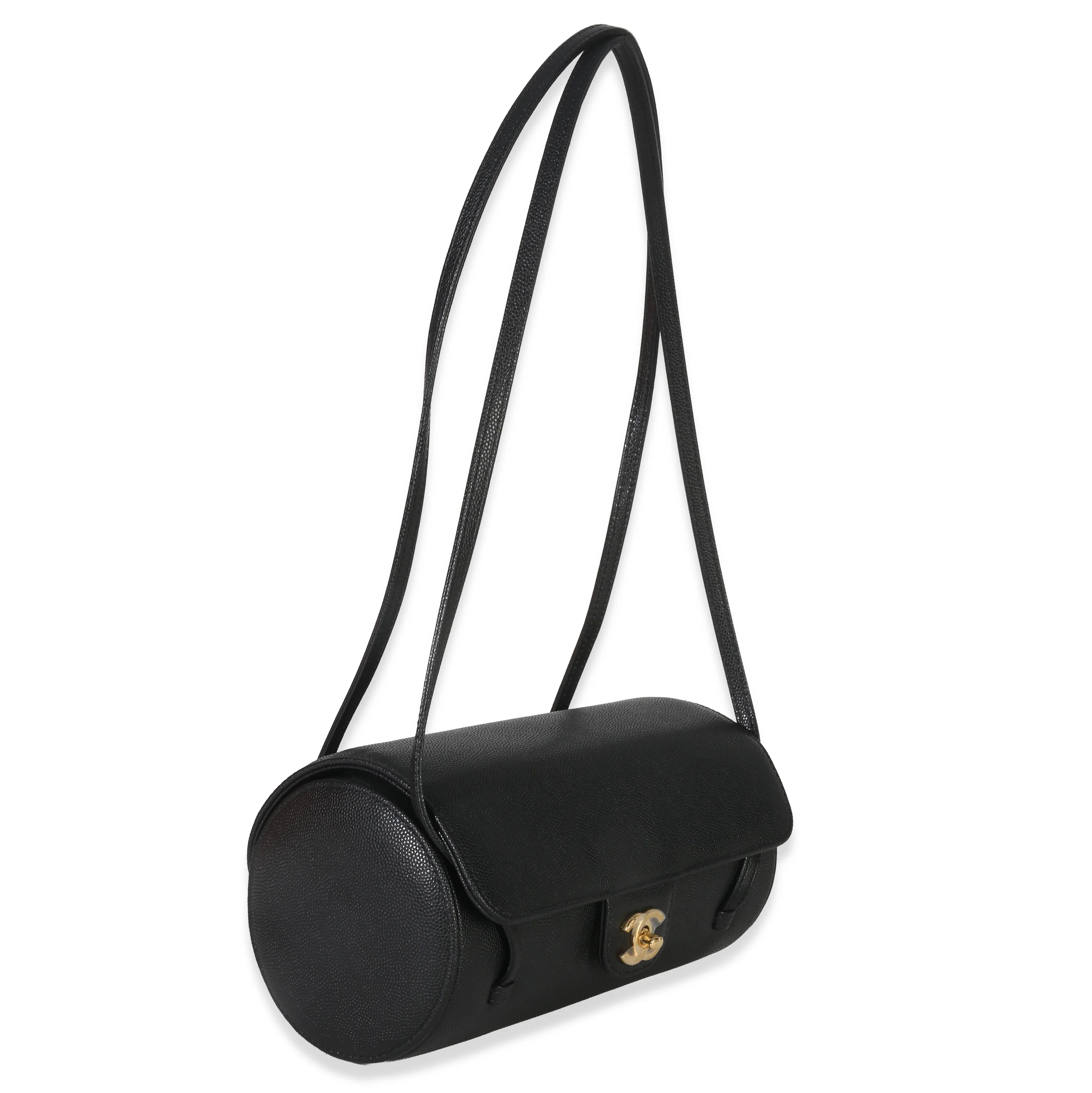 26P Black Grained Shiny Calfskin Small Bowling Bag - Image 3