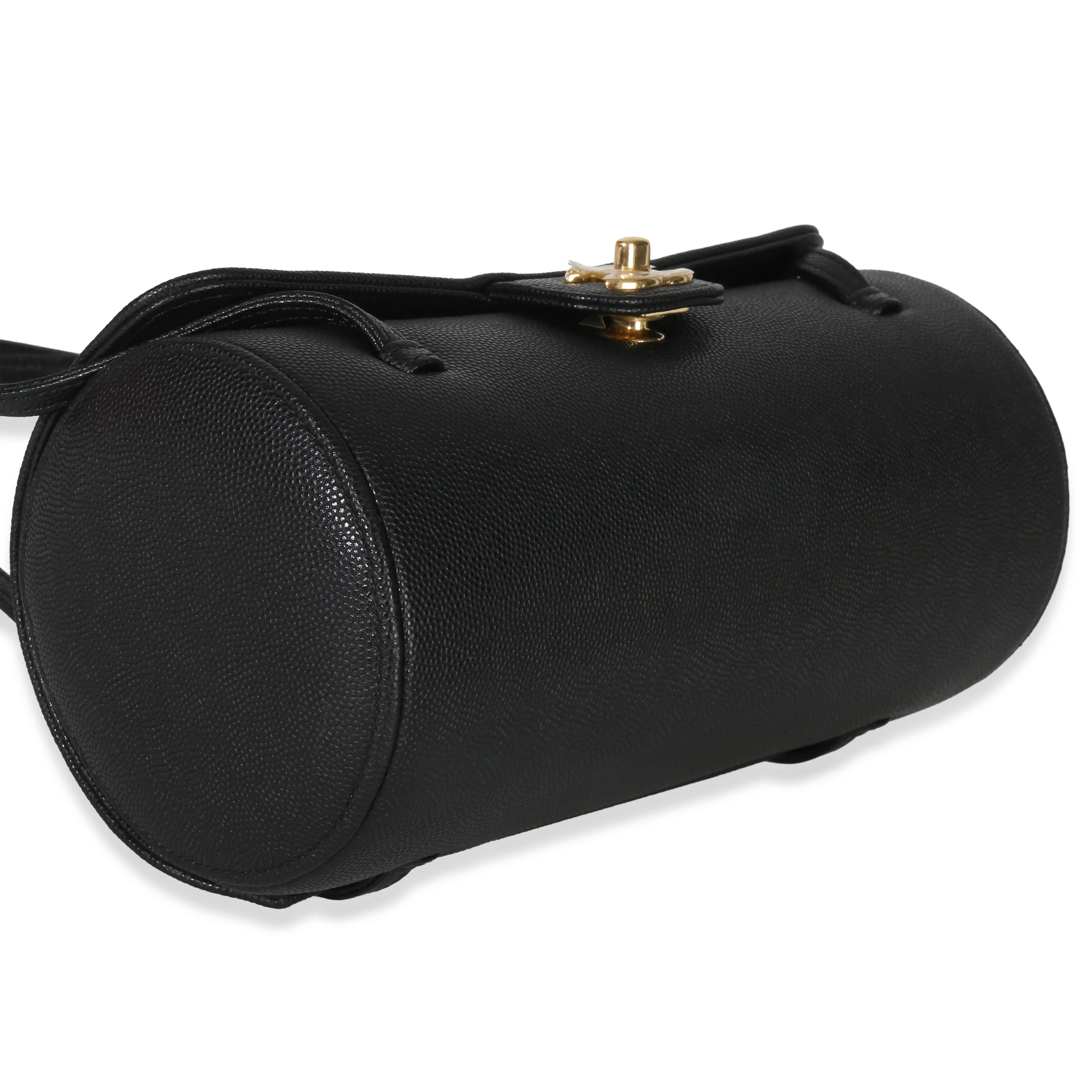 26P Black Grained Shiny Calfskin Small Bowling Bag - Image 6