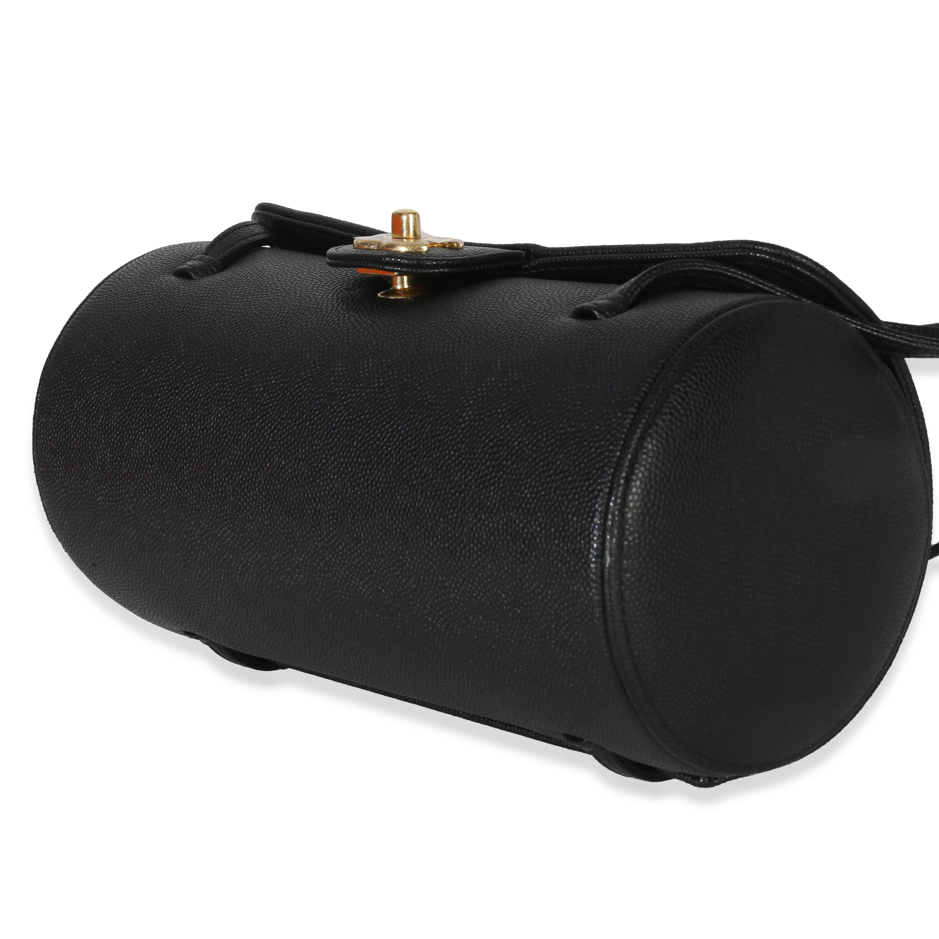 26P Black Grained Shiny Calfskin Small Bowling Bag - Image 7