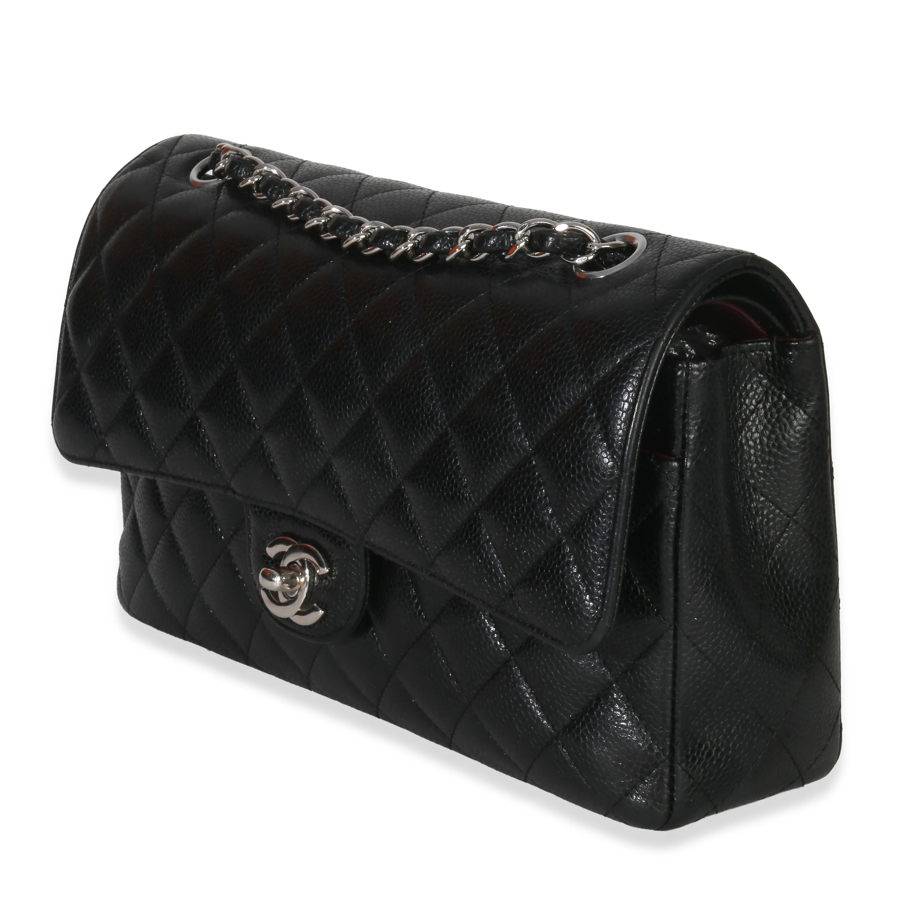 Black Quilted Caviar Medium Classic Double Flap Handbag - Image 2