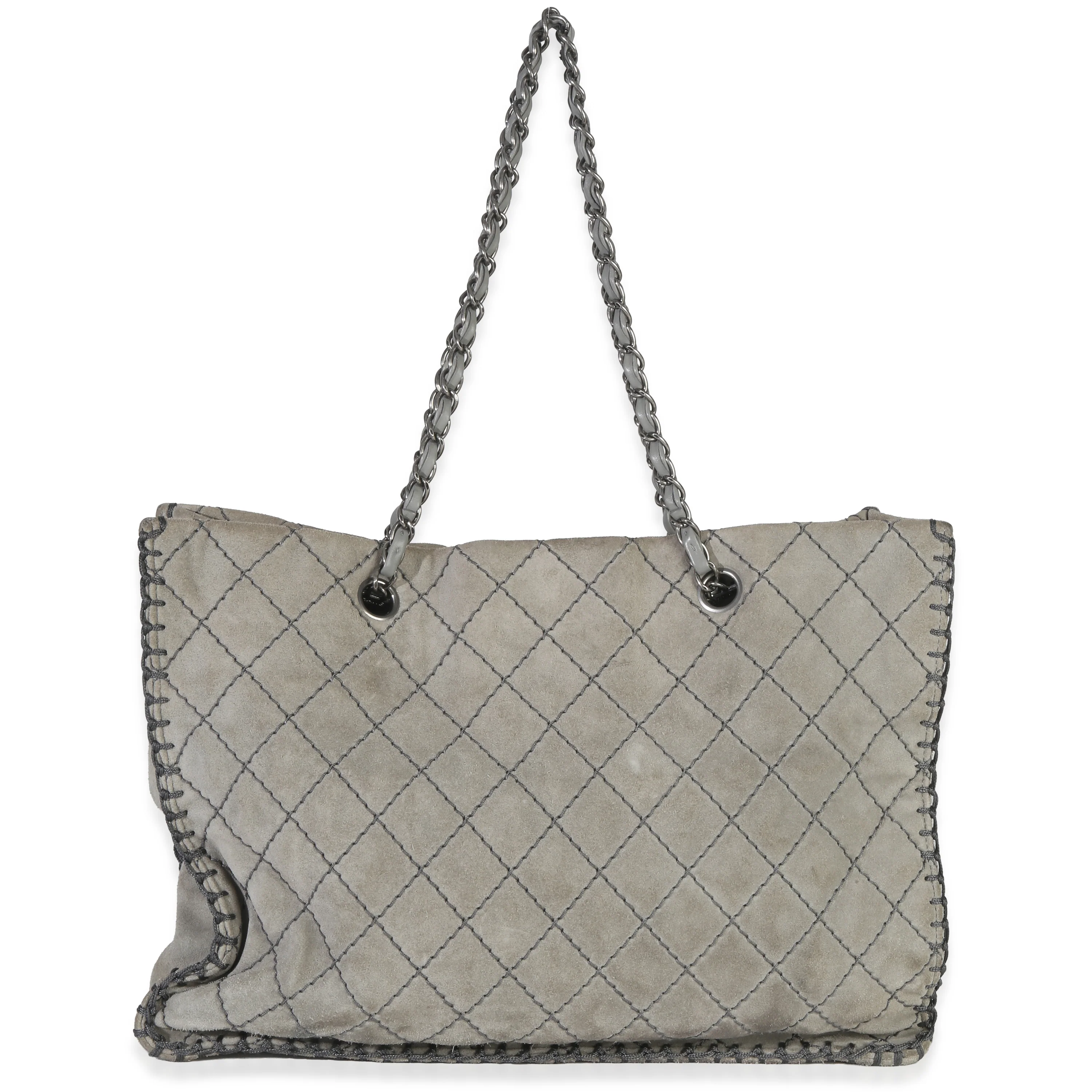 Grey Quilted Suede Wild Stitch Jumbo CC Tote - Image 4