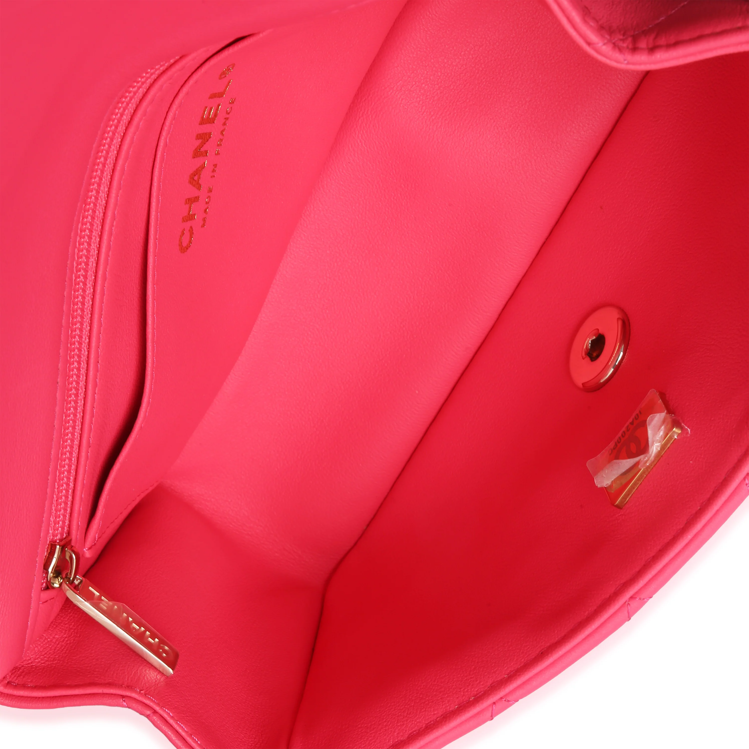 Dark Pink Quilted Lambskin Mini Rectangular Top Handle Flap Bag - Image 9