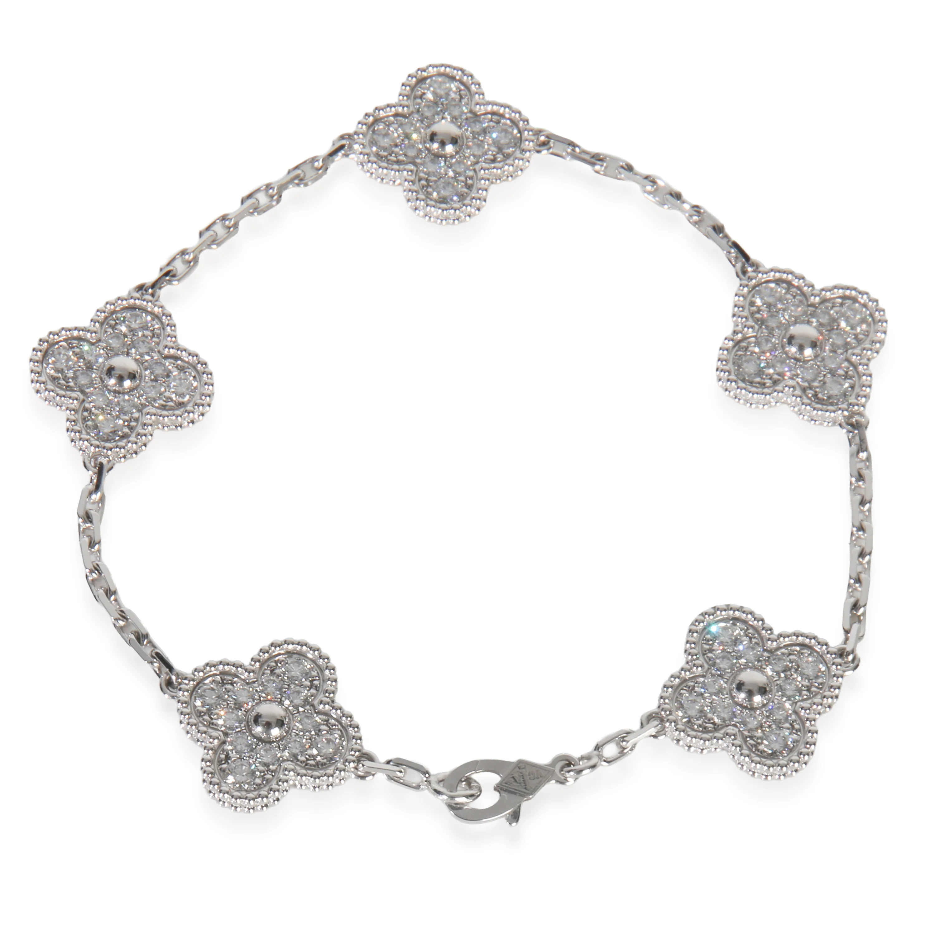 White Gold Diamond Vintage Alhambra Bracelet - Image 3