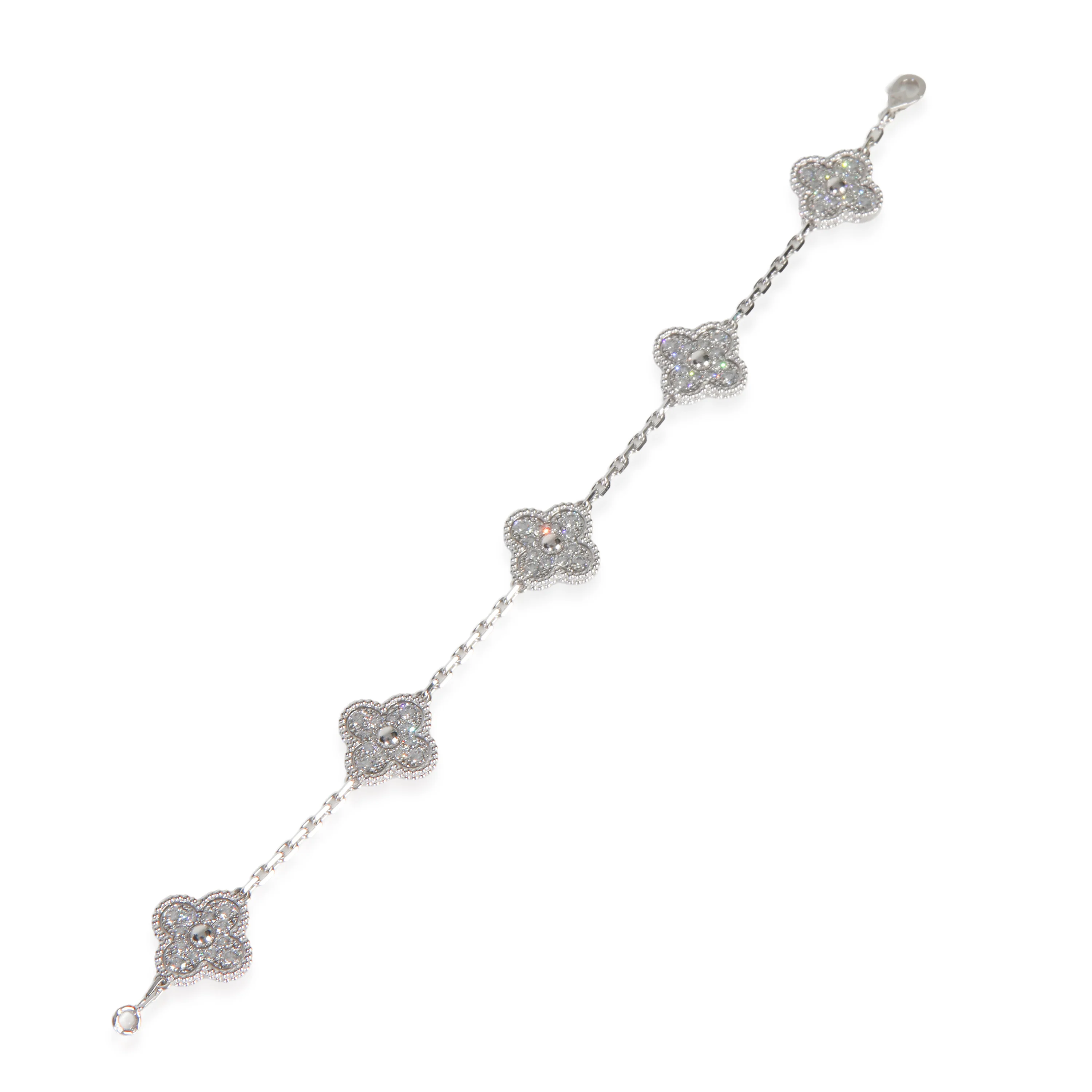 White Gold Diamond Vintage Alhambra Bracelet - Image 4
