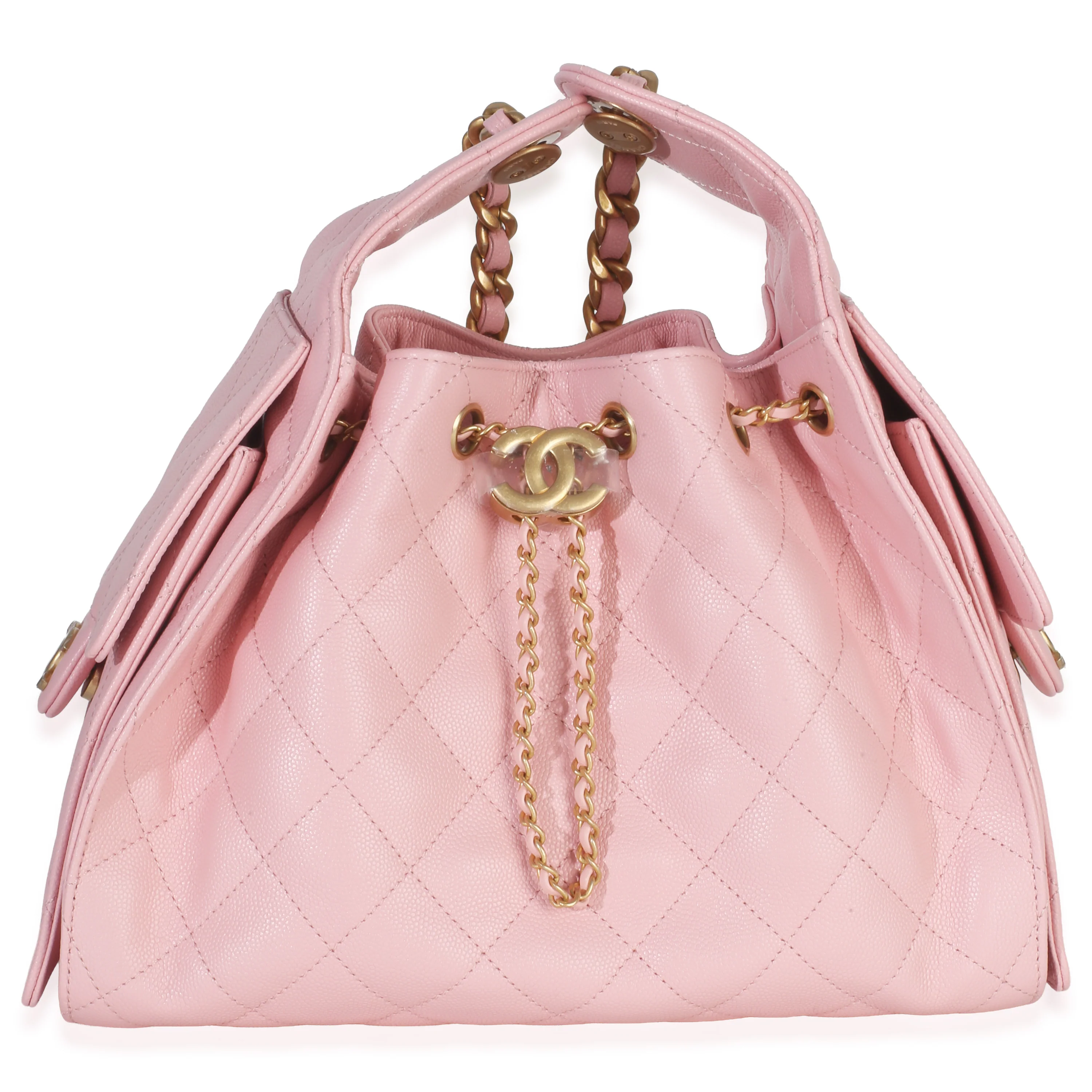 Pink Quilted Caviar Small Chanel 25 Hobo Handbag