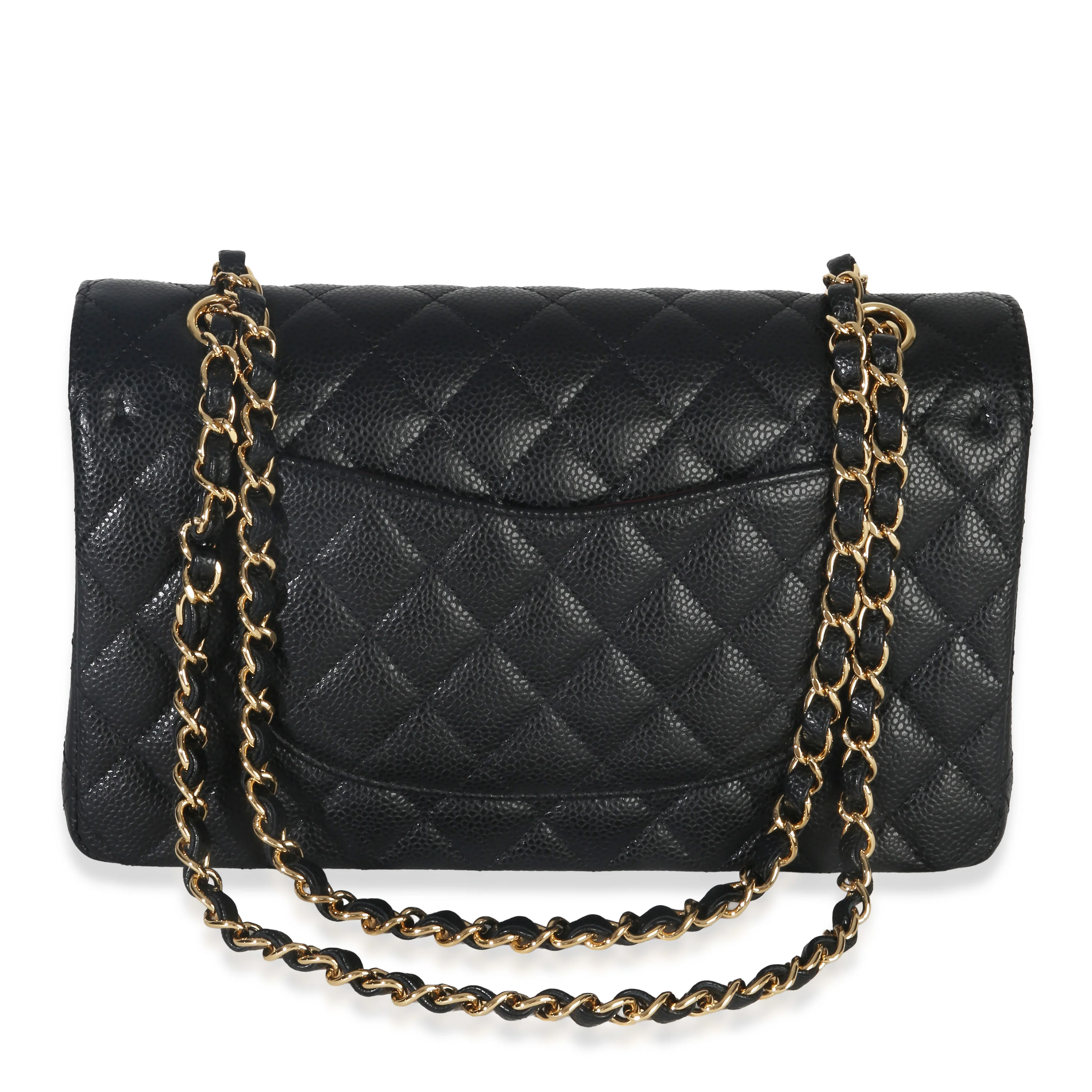 Black Quilted Caviar Medium Classic Double Flap Handbag - Image 4