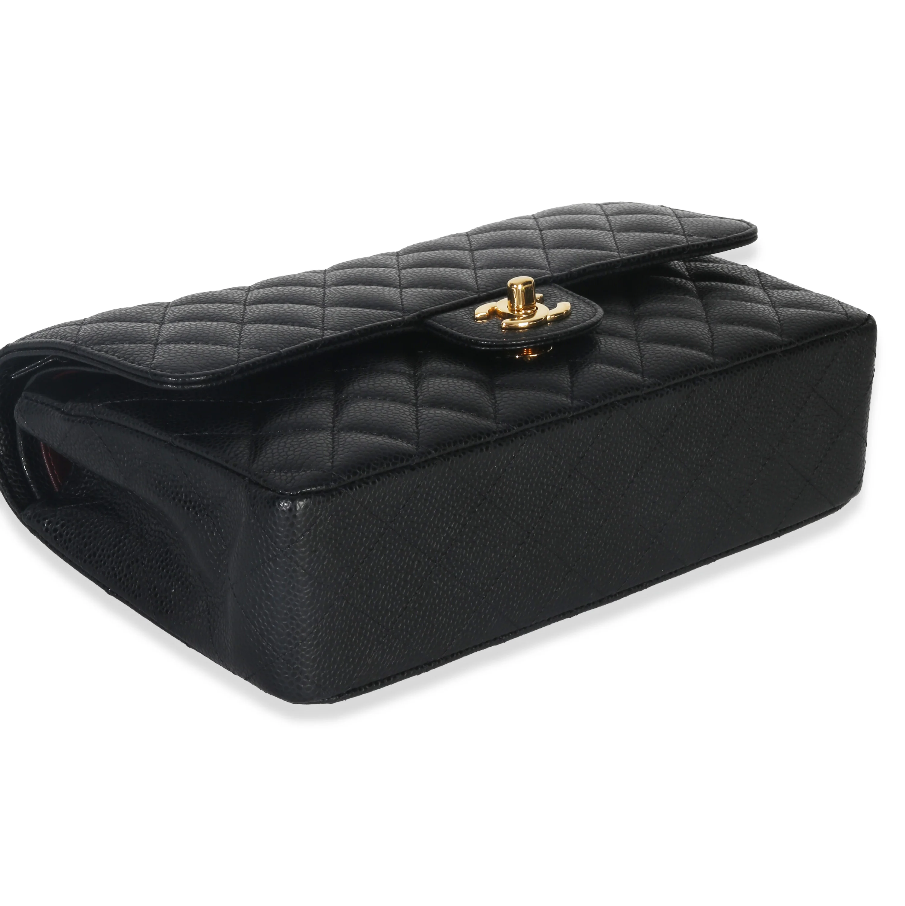 Black Quilted Caviar Medium Classic Double Flap Handbag - Image 6