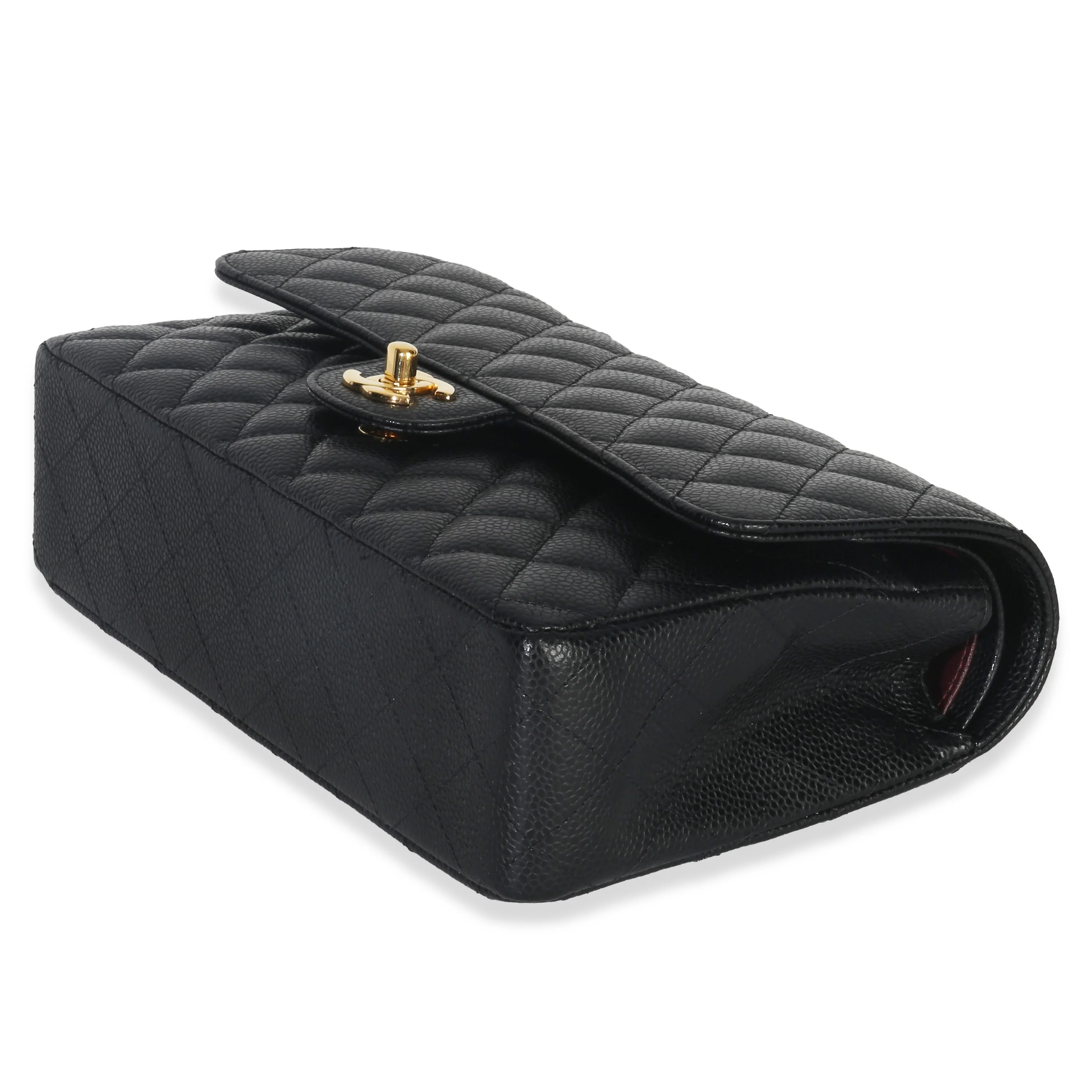 Black Quilted Caviar Medium Classic Double Flap Handbag - Image 7