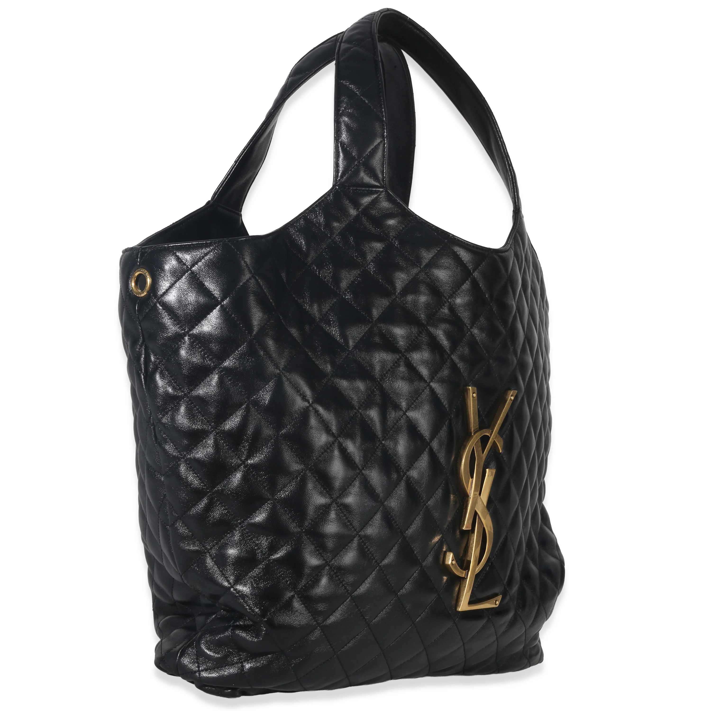 Black Quilted Lambskin Maxi Icare Shopping Tote - Image 3