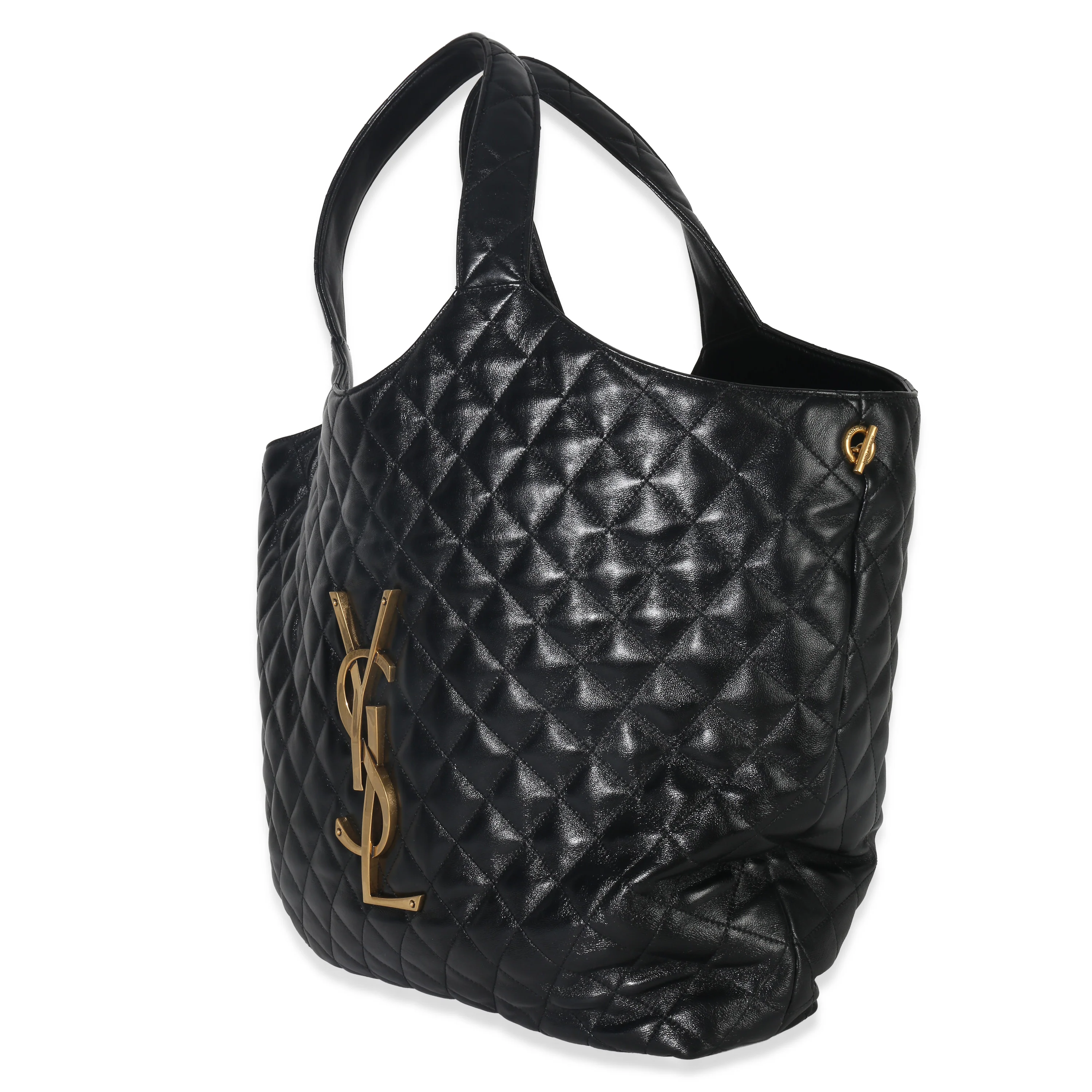 Black Quilted Lambskin Maxi Icare Shopping Tote - Image 4