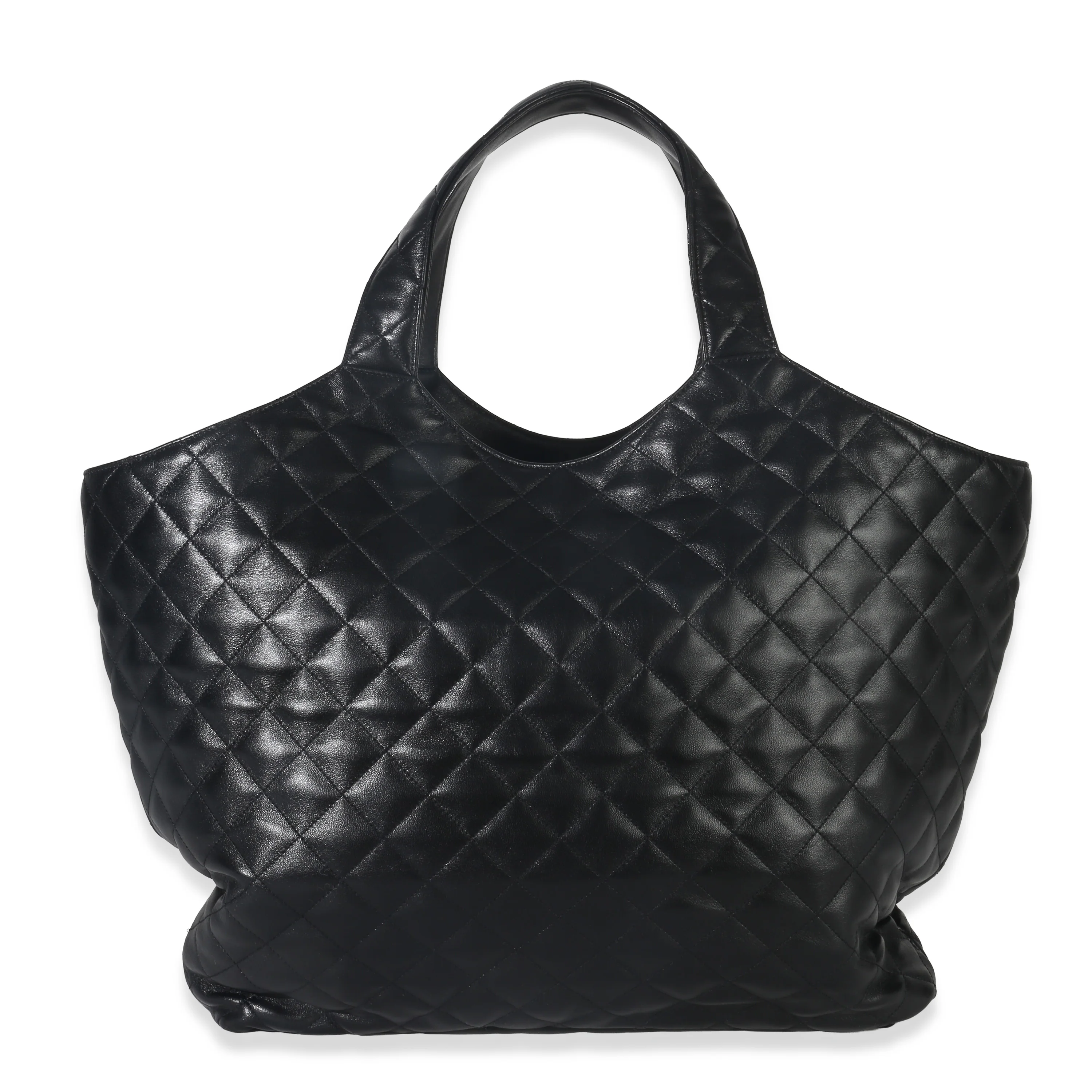 Black Quilted Lambskin Maxi Icare Shopping Tote - Image 5