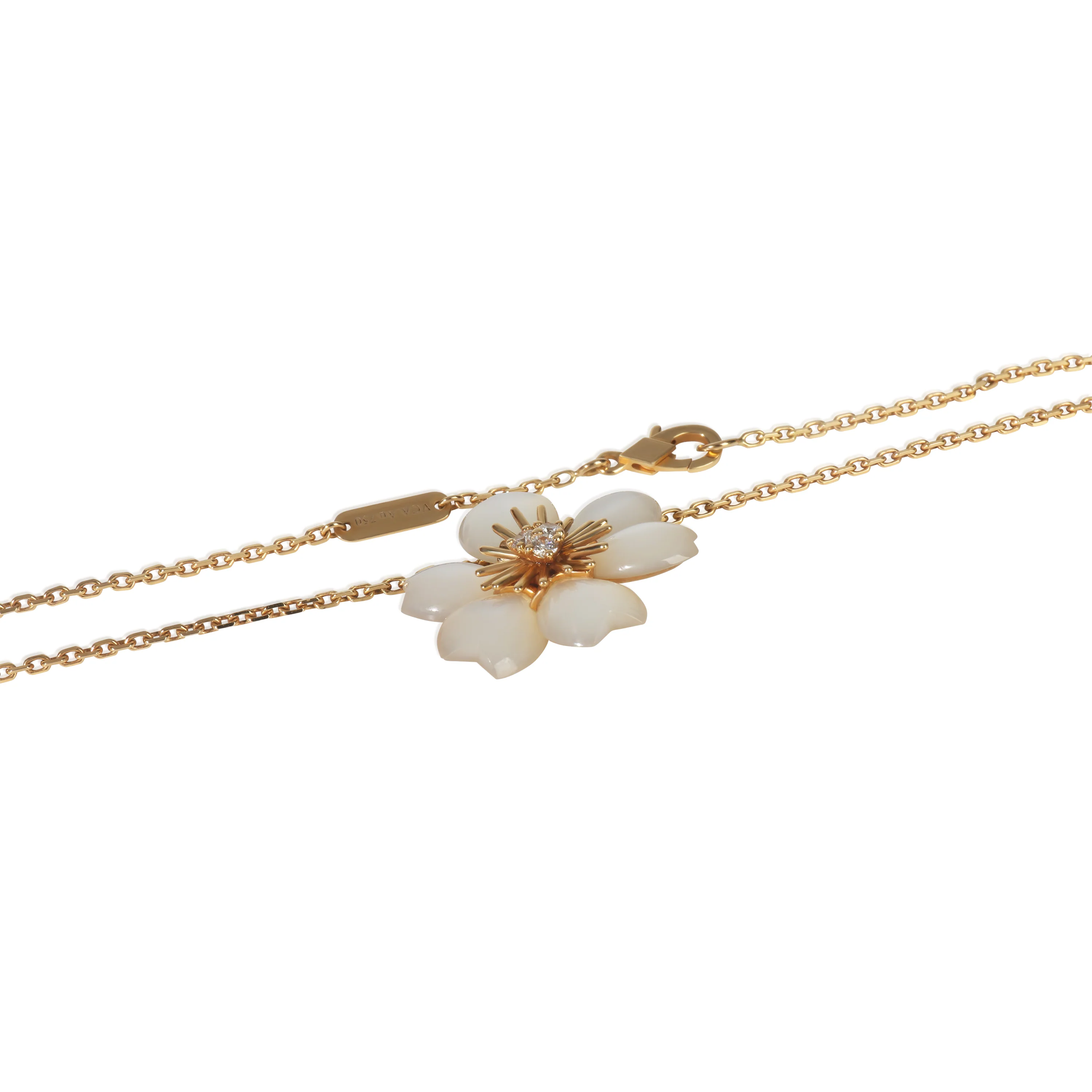 Yellow Gold Mother Of Pearl & Diamond Mini Model Rose de Noel - Image 2