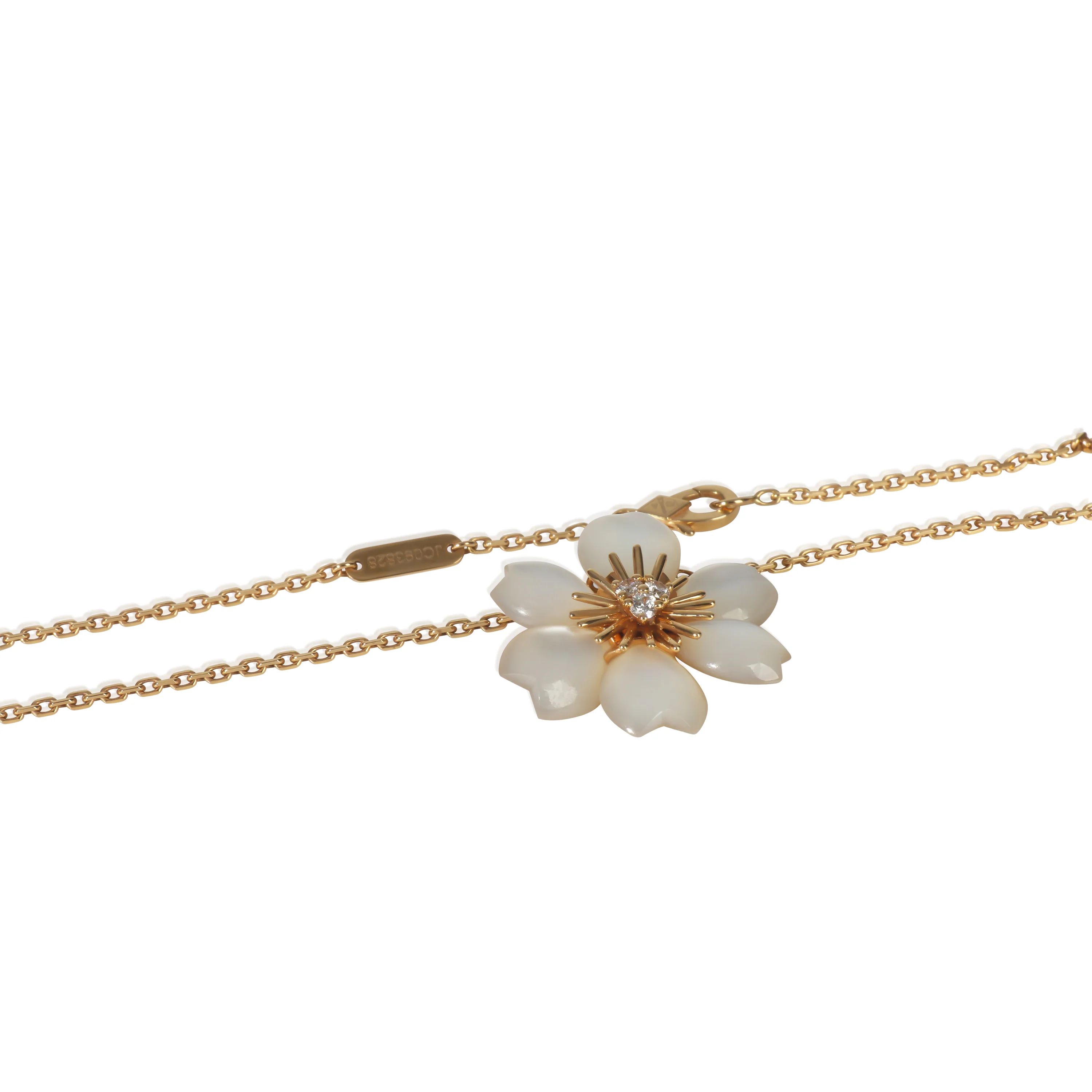 Yellow Gold Mother Of Pearl & Diamond Mini Model Rose de Noel - Image 3