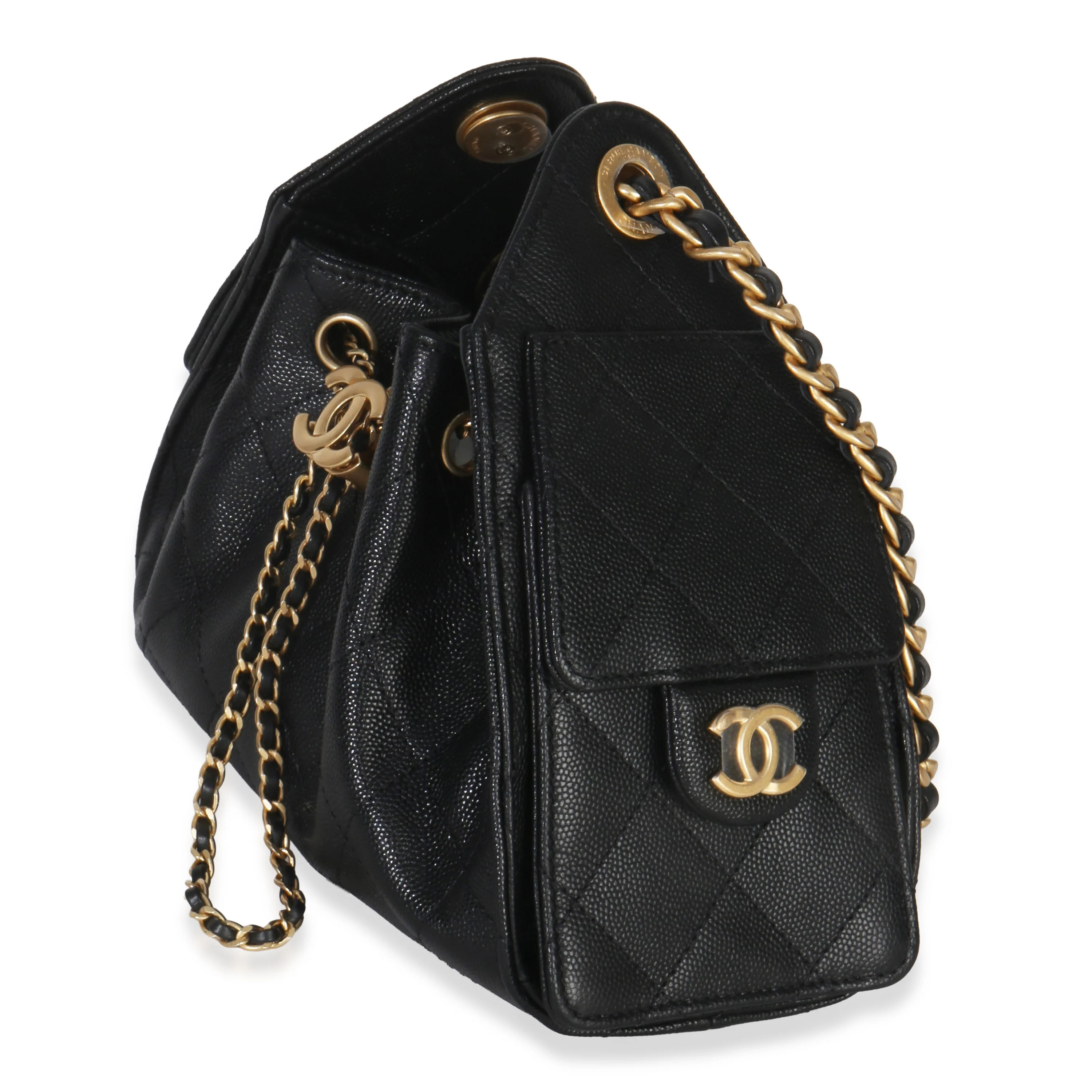 26P Black Quilted Caviar Mini Chanel 25 Hobo Handbag - Image 3
