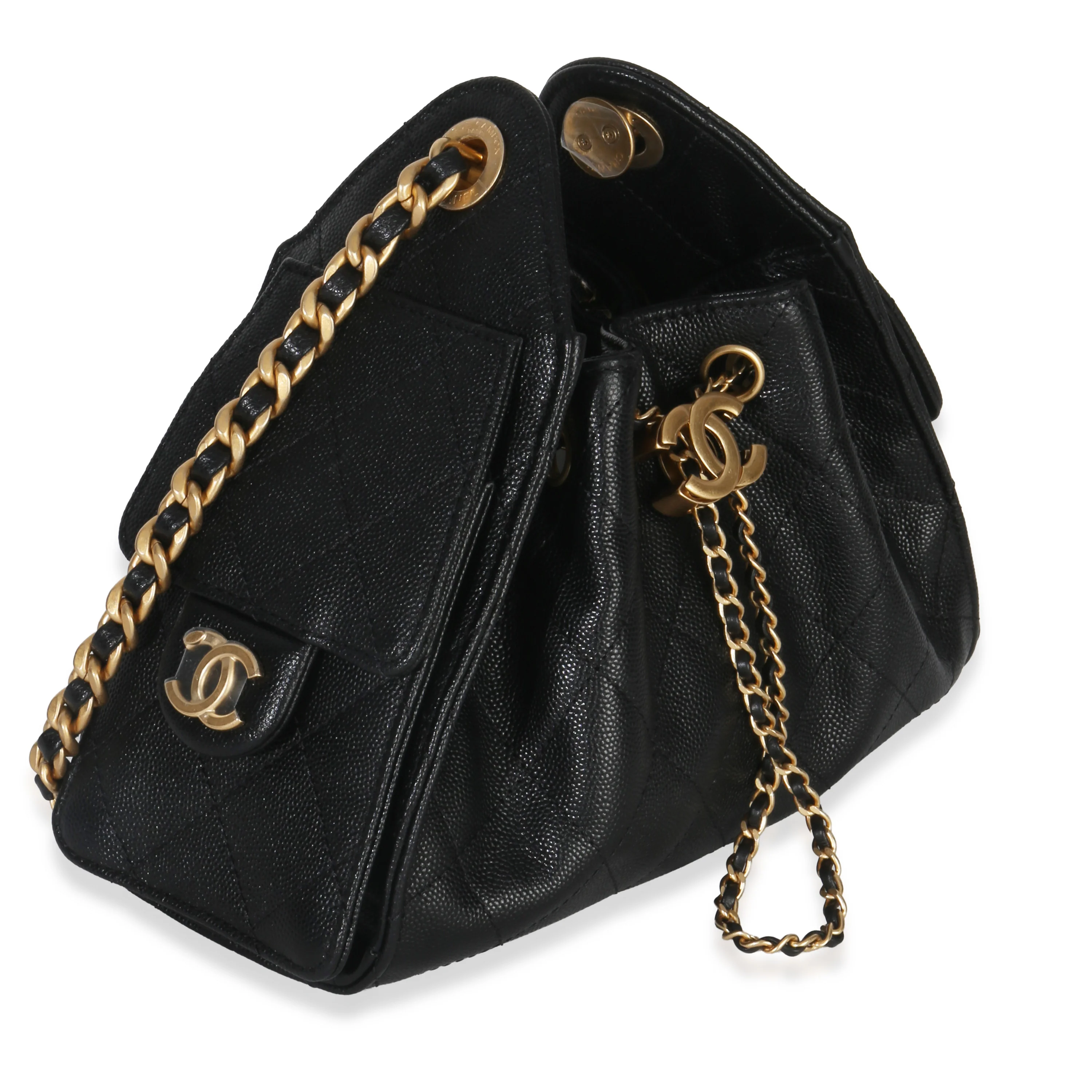 26P Black Quilted Caviar Mini Chanel 25 Hobo Handbag - Image 4