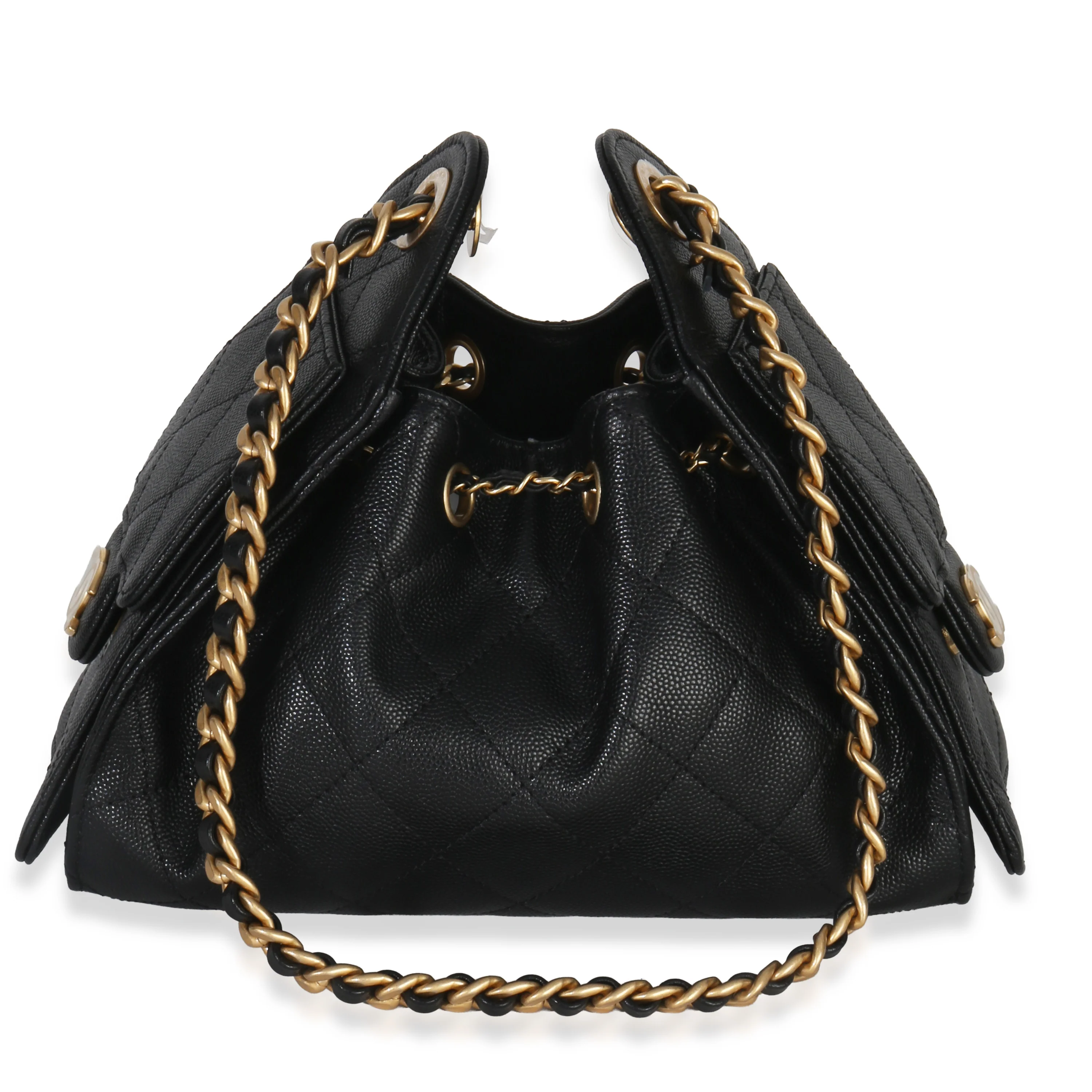 26P Black Quilted Caviar Mini Chanel 25 Hobo Handbag - Image 5