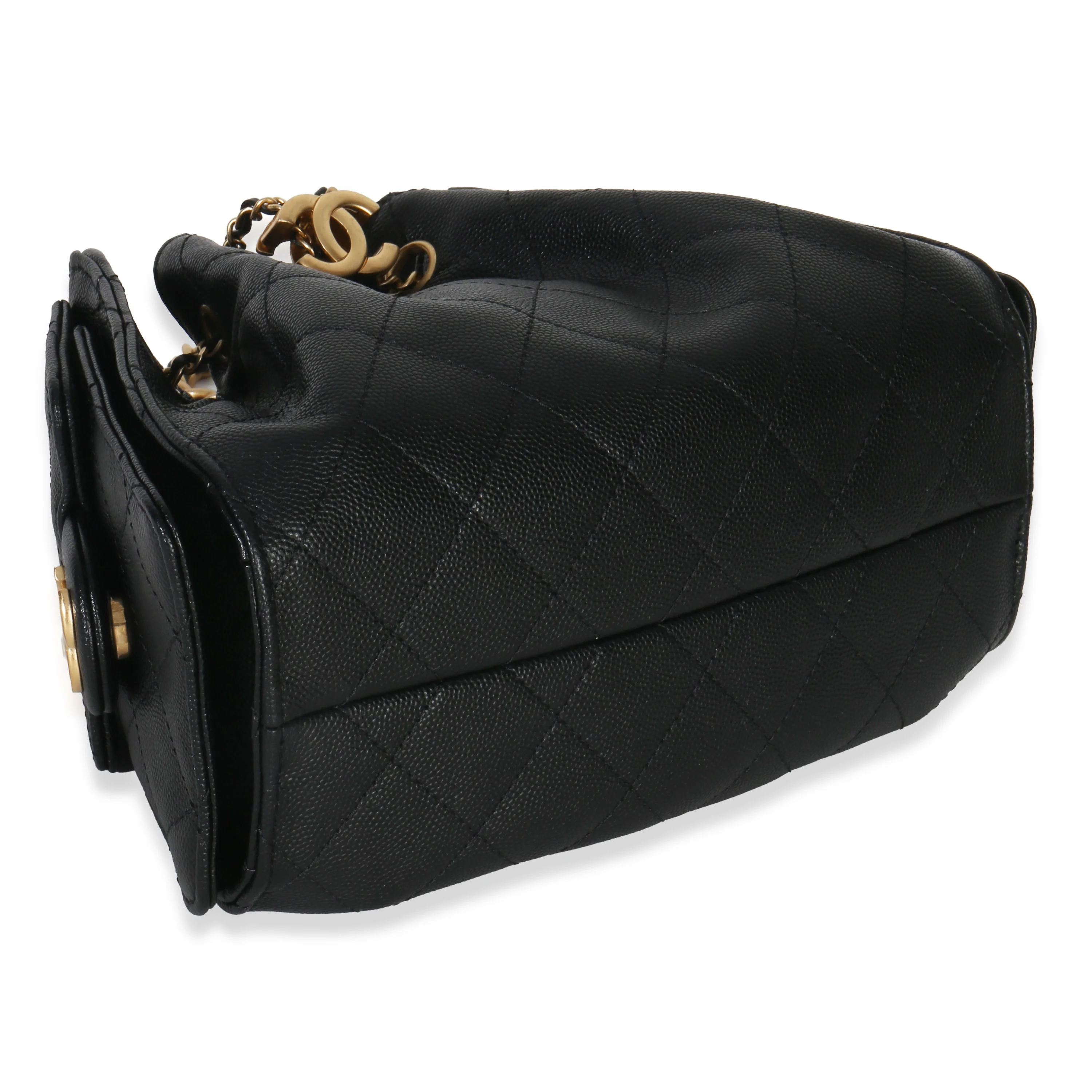 26P Black Quilted Caviar Mini Chanel 25 Hobo Handbag - Image 8