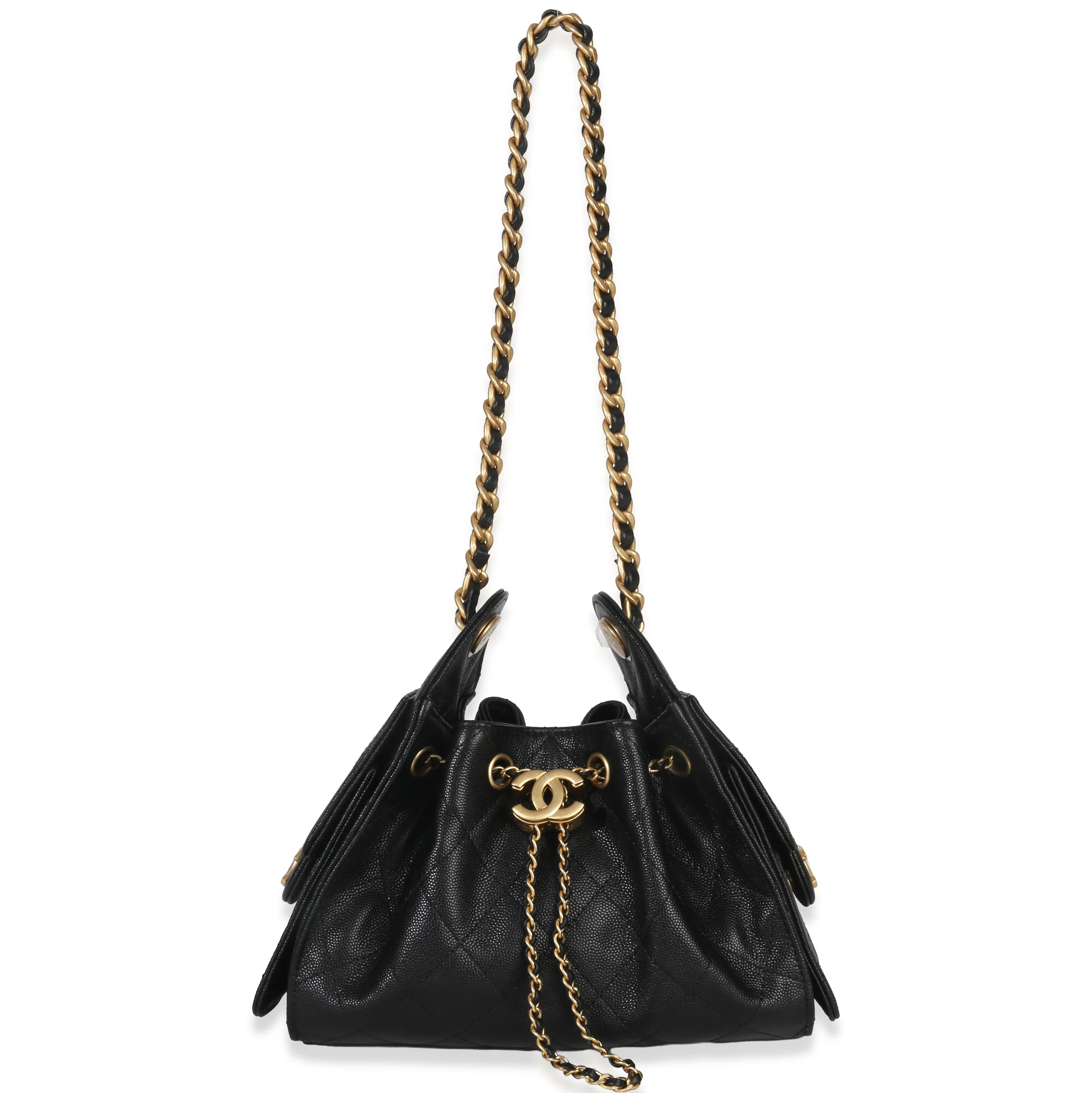 26P Black Quilted Caviar Mini Chanel 25 Hobo Handbag - Image 9