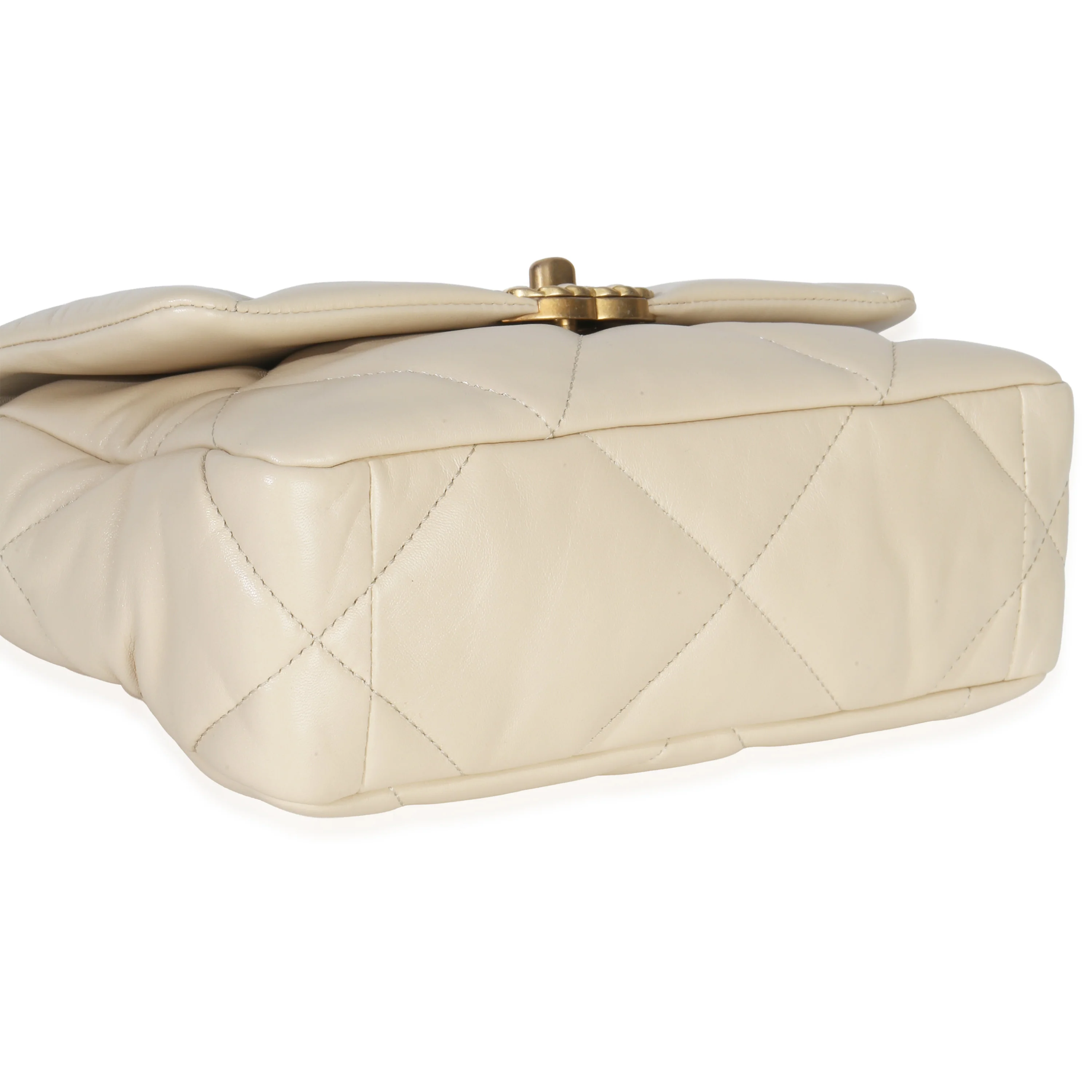 Beige Quilted Lambskin Medium Chanel 19 Flap Bag - Image 6