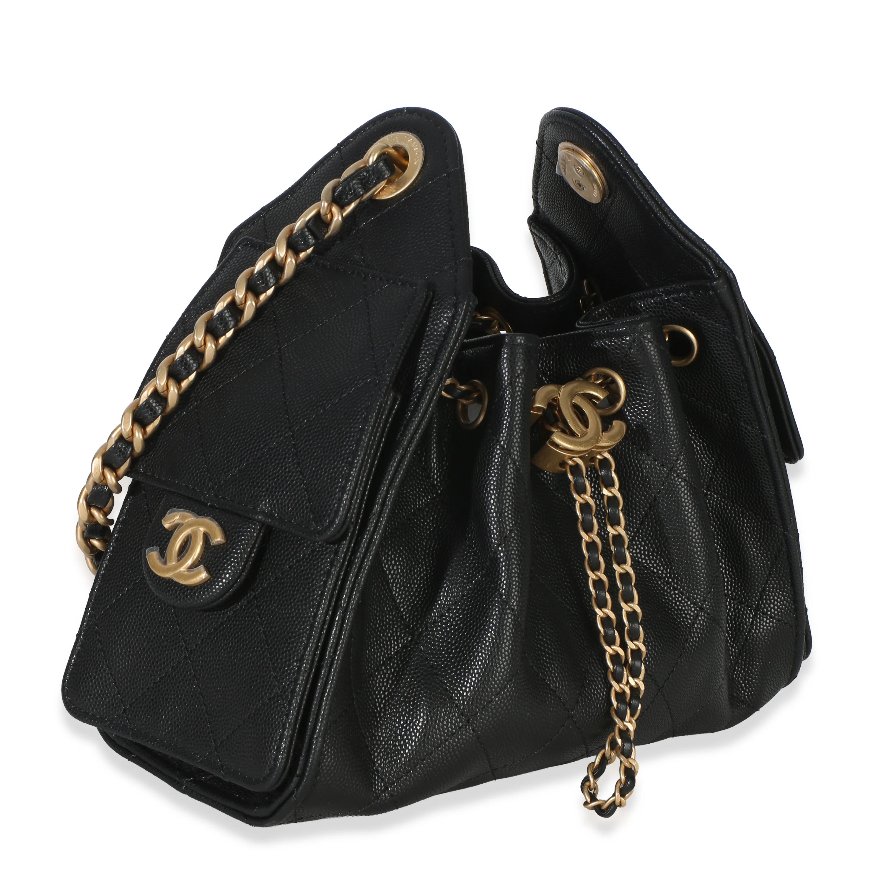 26P Black Quilted Caviar Mini Chanel 25 Hobo Handbag - Image 3